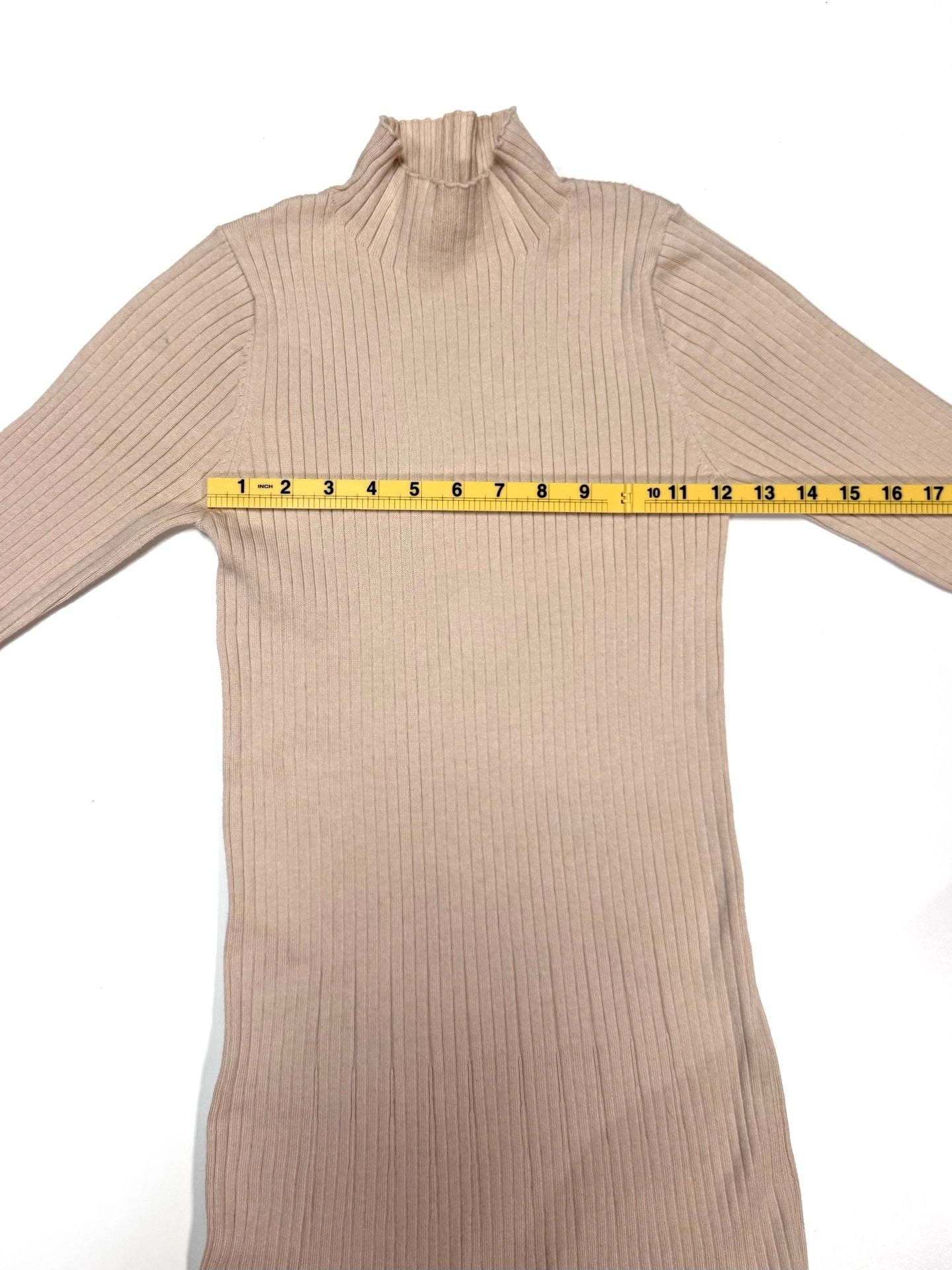 ASTR The Label Women's Dress Size M Quiet Luxury Old Money Preppy Y2K Balletcore Cream Ribbed Knit Mock Neck Midi Maxi Long Sleeve Side Slit Stretch Bodycon 6
