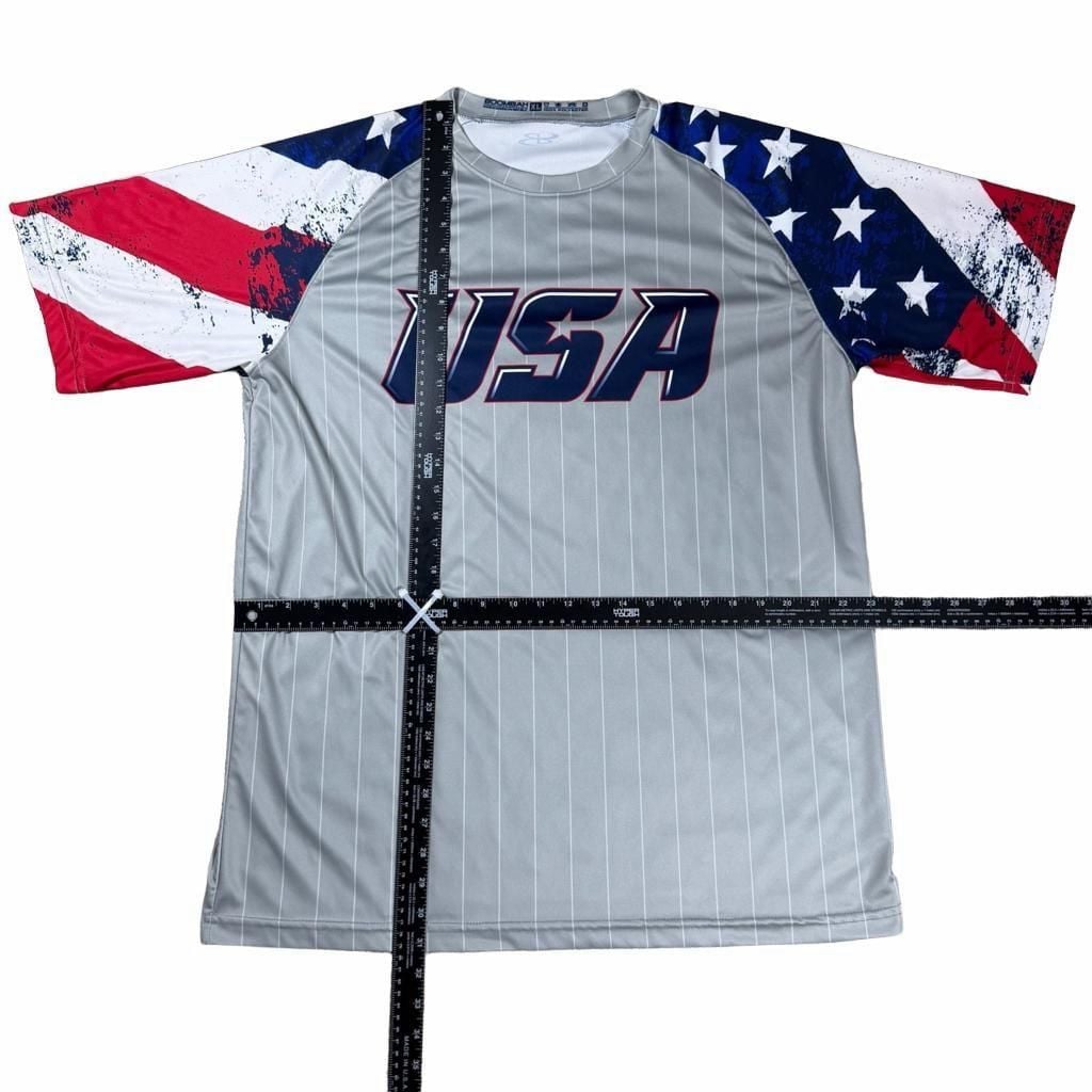 Boombah USA Jersey Size XL Gray Pinstripe American Flag 2