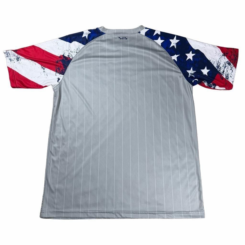 Boombah USA Jersey Size XL Gray Pinstripe American Flag 3