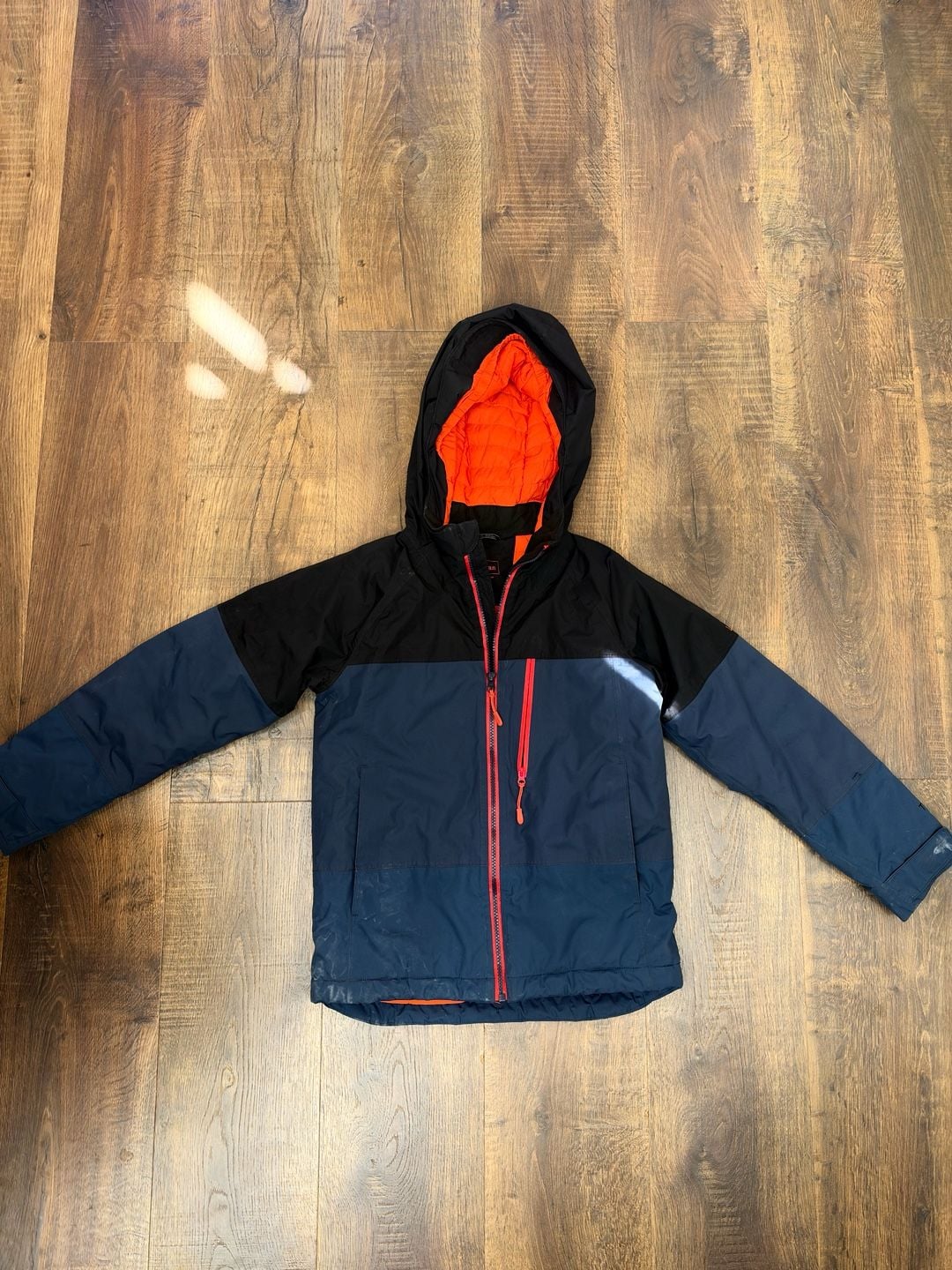 L.L. Bean Winter Jacket Size kids S Blue Black Orange Puffer Hooded Coat. 1