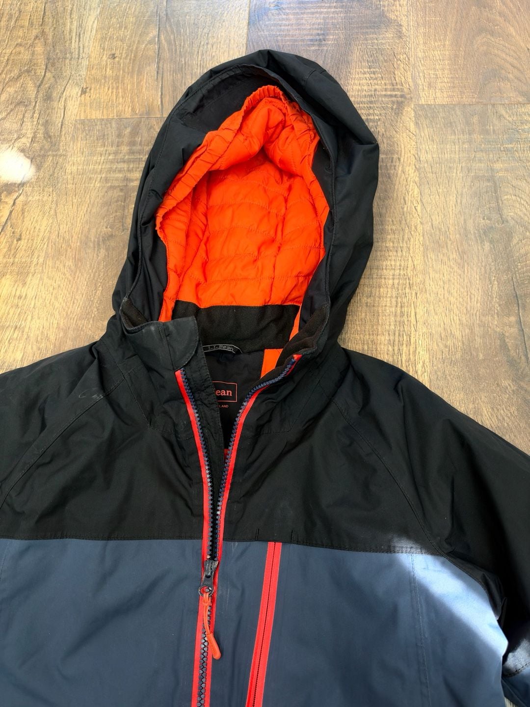 L.L. Bean Winter Jacket Size kids S Blue Black Orange Puffer Hooded Coat. 2
