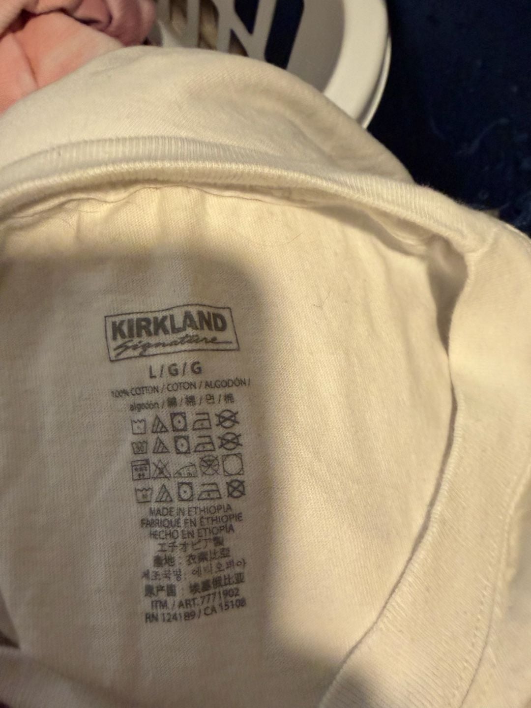 Kirkland Signature T-Shirt Size L White Cotton Crewneck 3