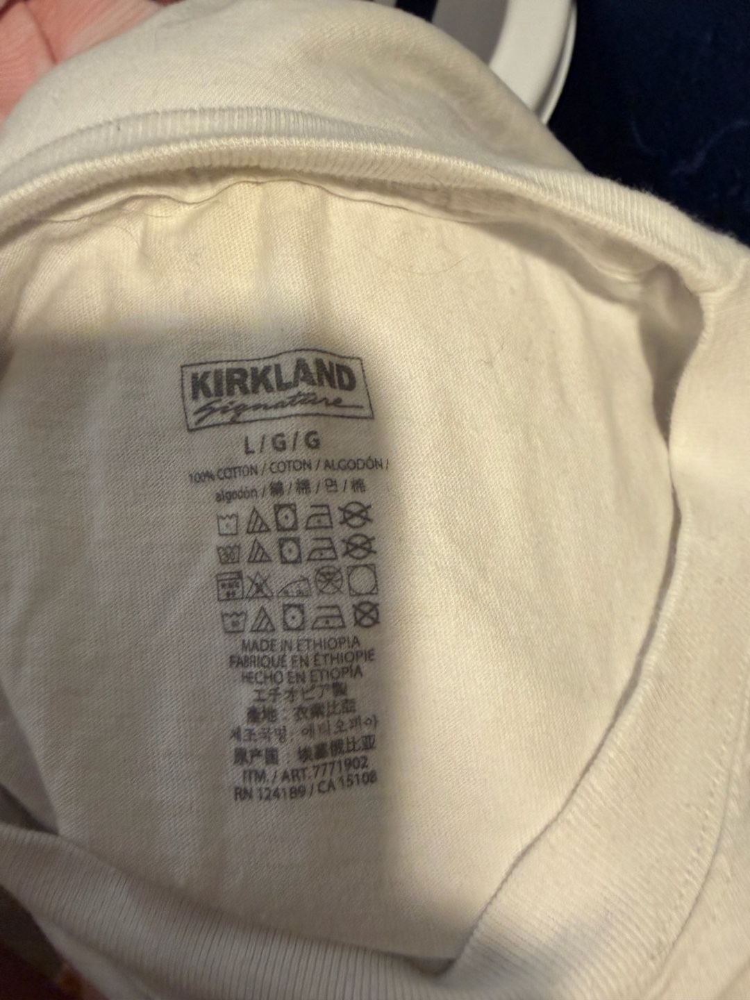 Kirkland Signature T-Shirt Size L White Cotton Crewneck 4