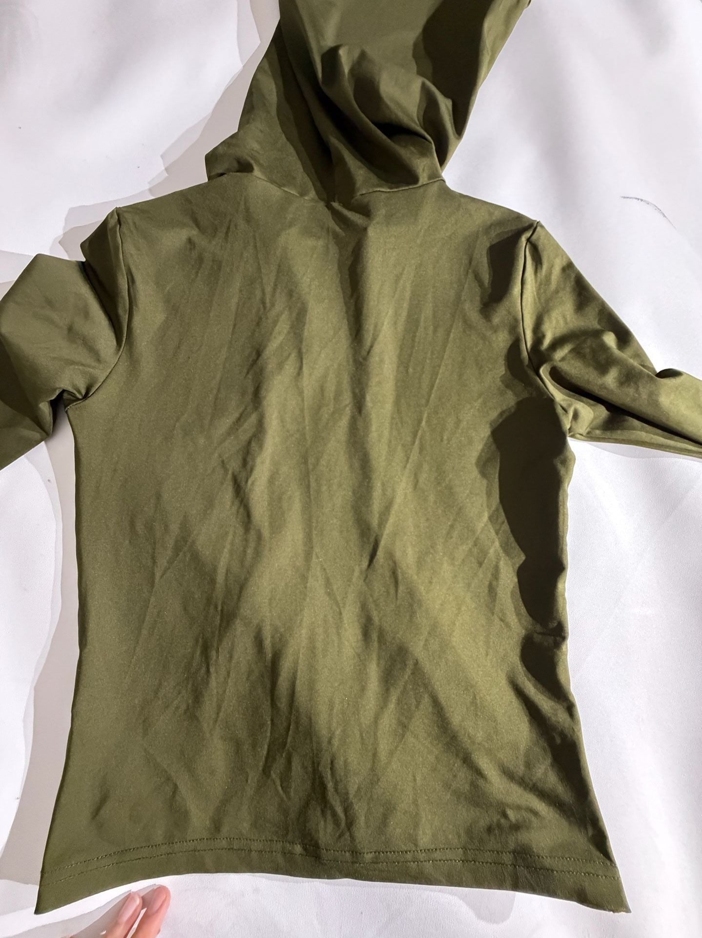 Olive Green Full Zip Fitted Lightweight Hoodie Jacket Size L 11