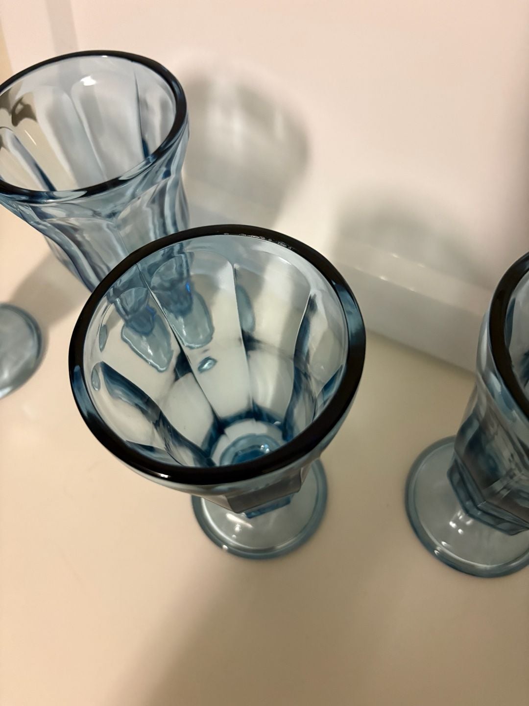 Anchor Hocking Blue Glass Ice Cream Soda Sundae Glasses Set of 5 4