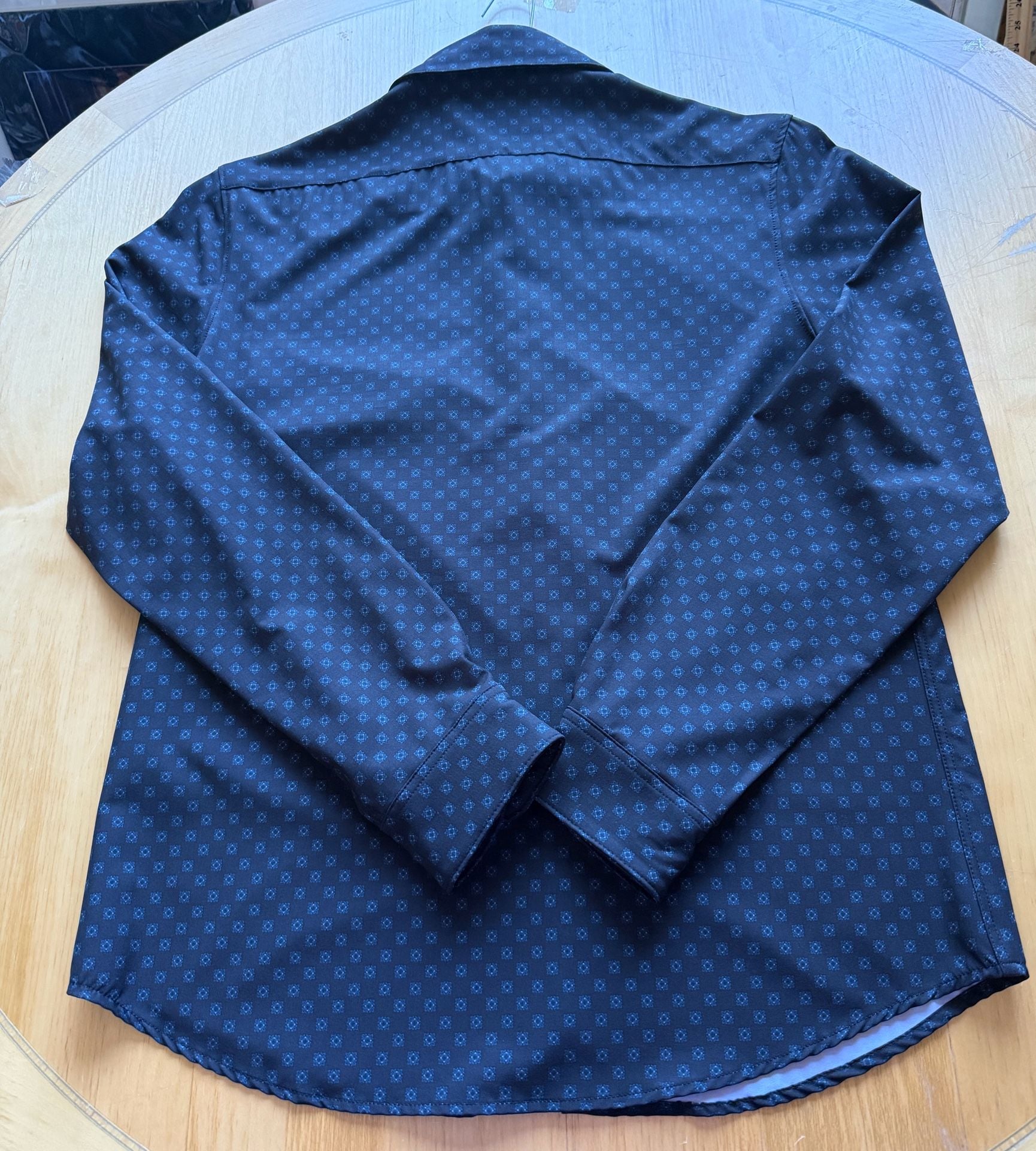 Denim & Flower Ricky Singh Button Down Shirt Size L Blue Geo Print 3