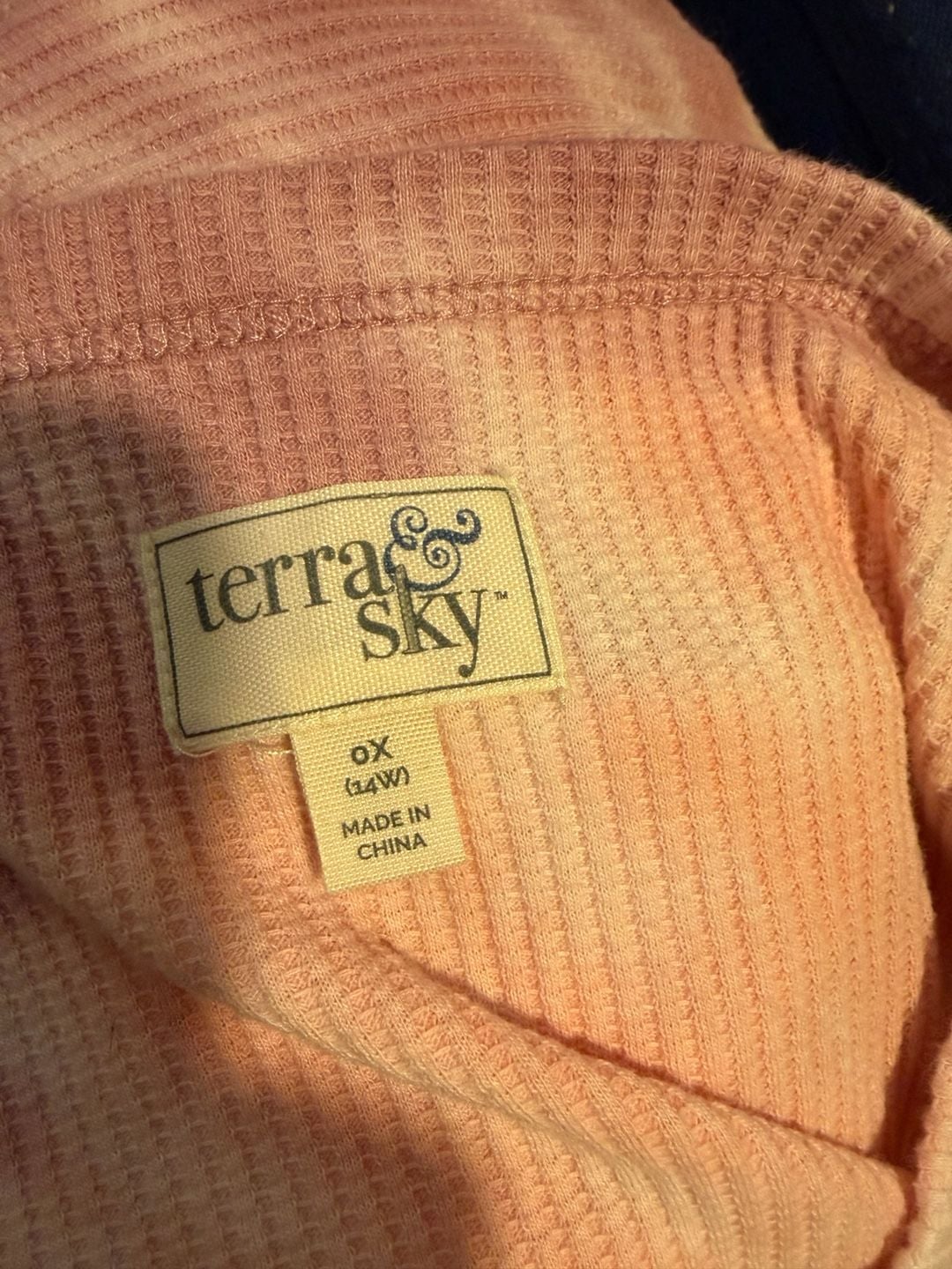 Terra & Sky Waffle Thermal Shirt Size 0X (14W) Pink Tie Dye Long Sleeve 4