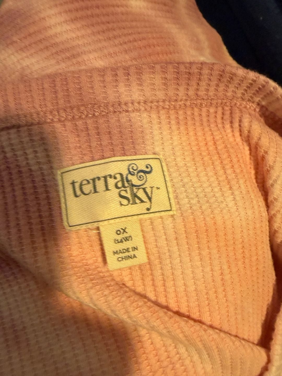Terra & Sky Waffle Thermal Shirt Size 0X (14W) Pink Tie Dye Long Sleeve 6
