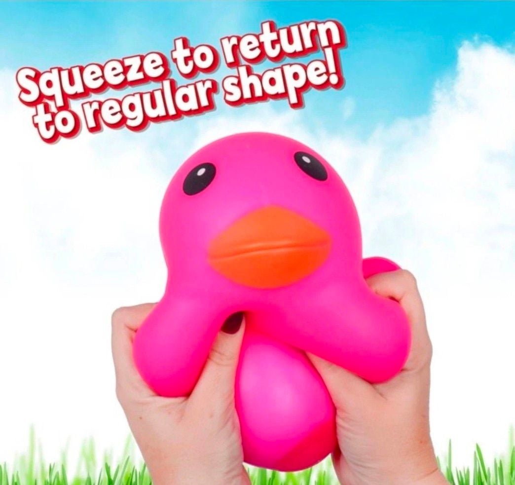 Jumbo Duck Stress Ball Over 5" Pink Rubber Sensory Toy 4