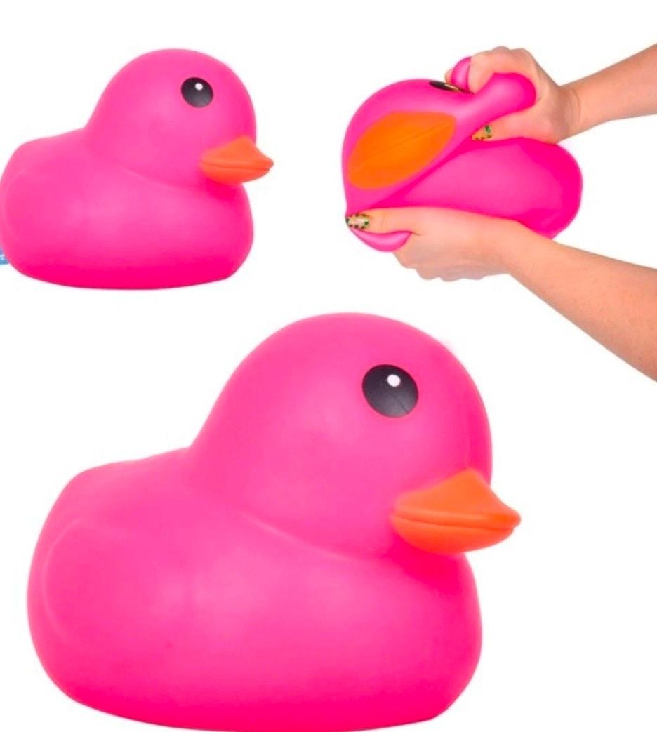 Jumbo Duck Stress Ball Over 5" Pink Rubber Sensory Toy 5