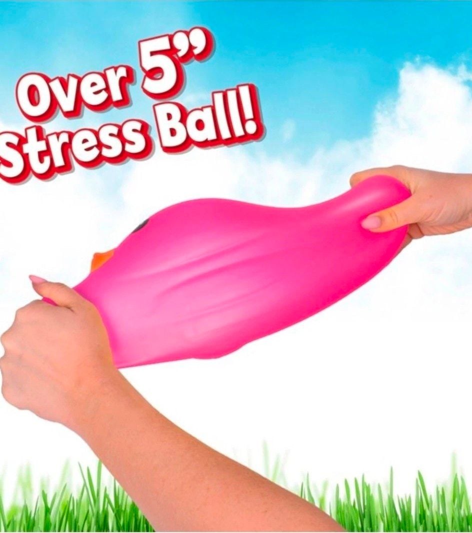 Jumbo Duck Stress Ball Over 5" Pink Rubber Sensory Toy 6