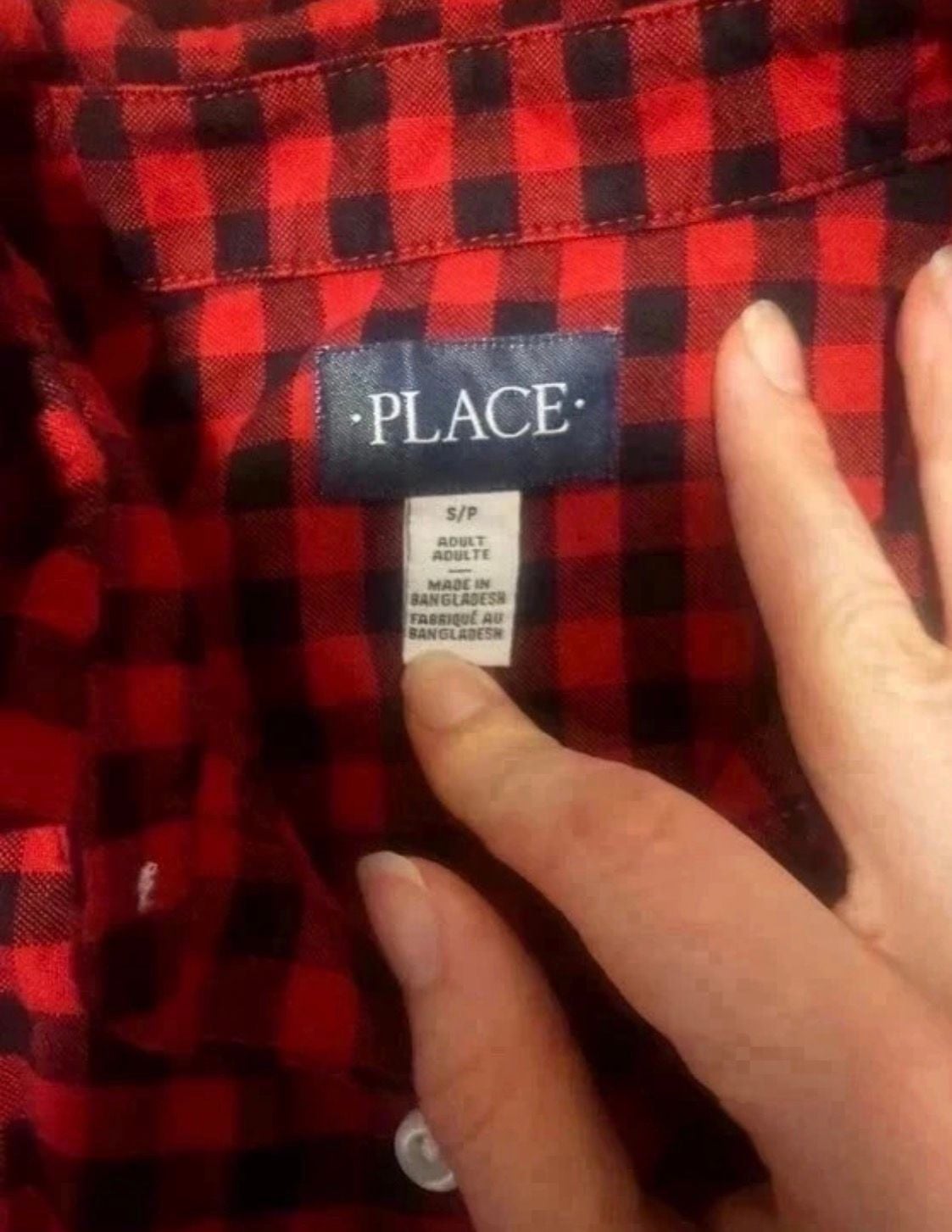 PLACE Red Plaid Button Down Shirt Size S/P Adult 3