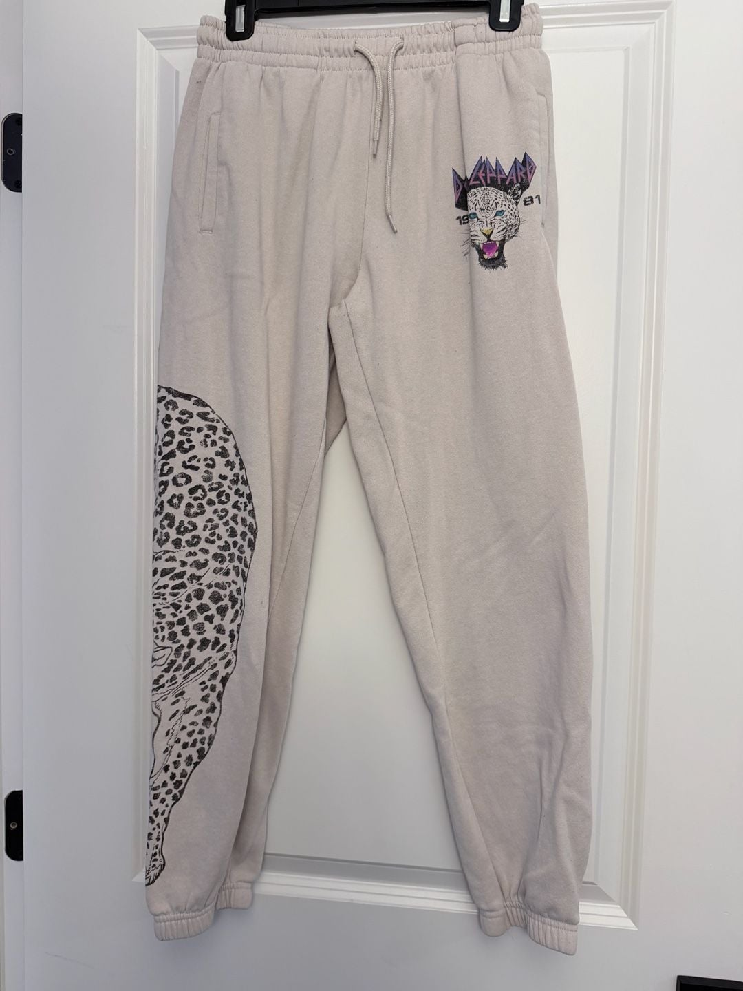Def Leppard Sweatpants Gray Leopard Print 2