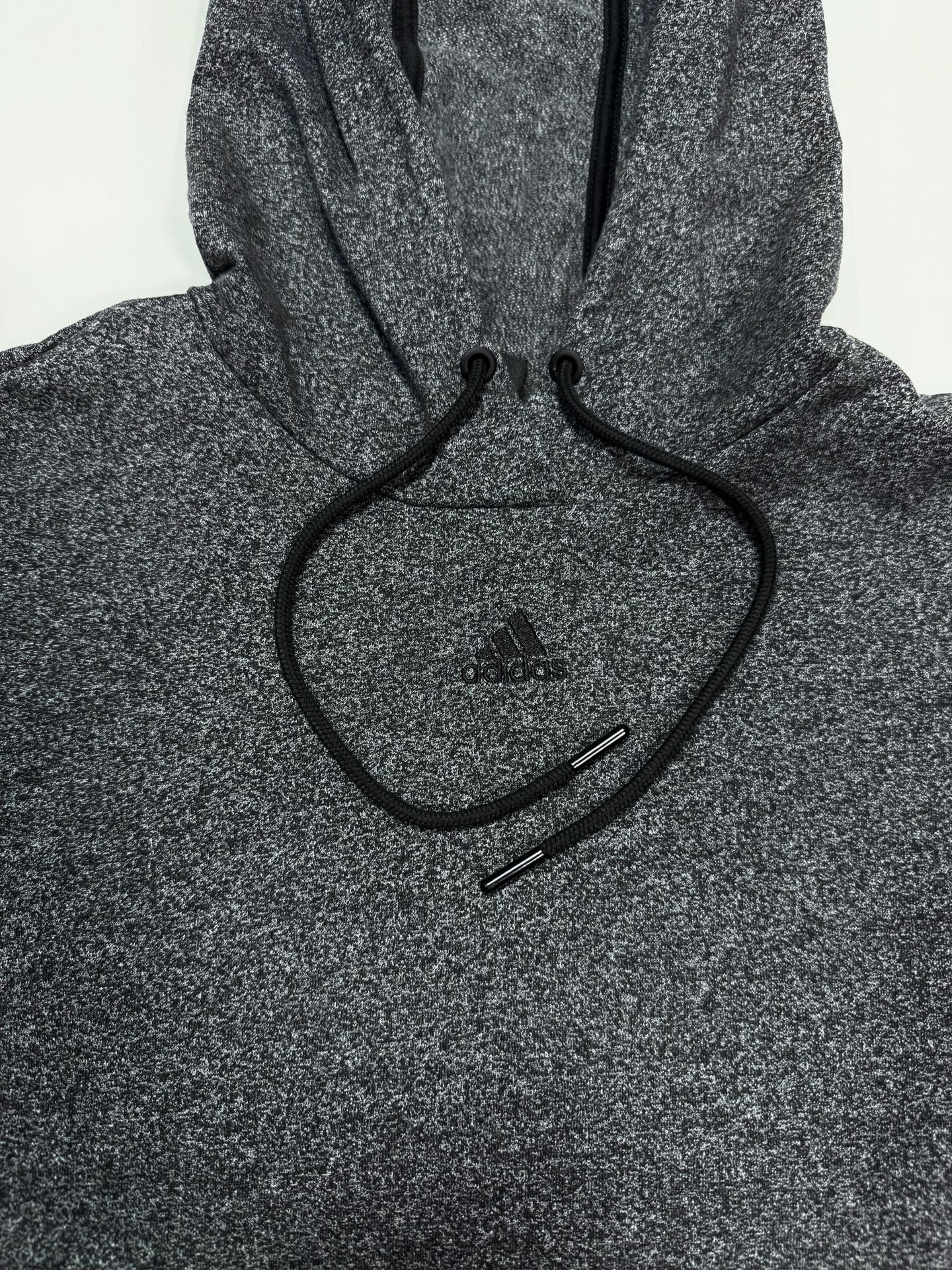 adidas Women's Hoodie Size M Y2K Athleisure Streetwear Indie Vanguard Balletcore Cropped Raw Hem Heather Grey Drawstring Pullover Cotton Blend Drop Shoulder GU6194 3