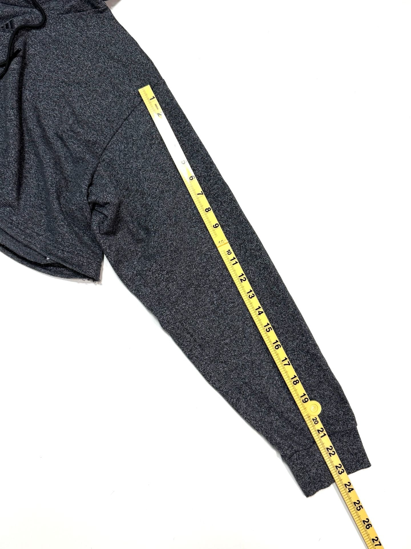 adidas Women's Hoodie Size M Y2K Athleisure Streetwear Indie Vanguard Balletcore Cropped Raw Hem Heather Grey Drawstring Pullover Cotton Blend Drop Shoulder GU6194 5