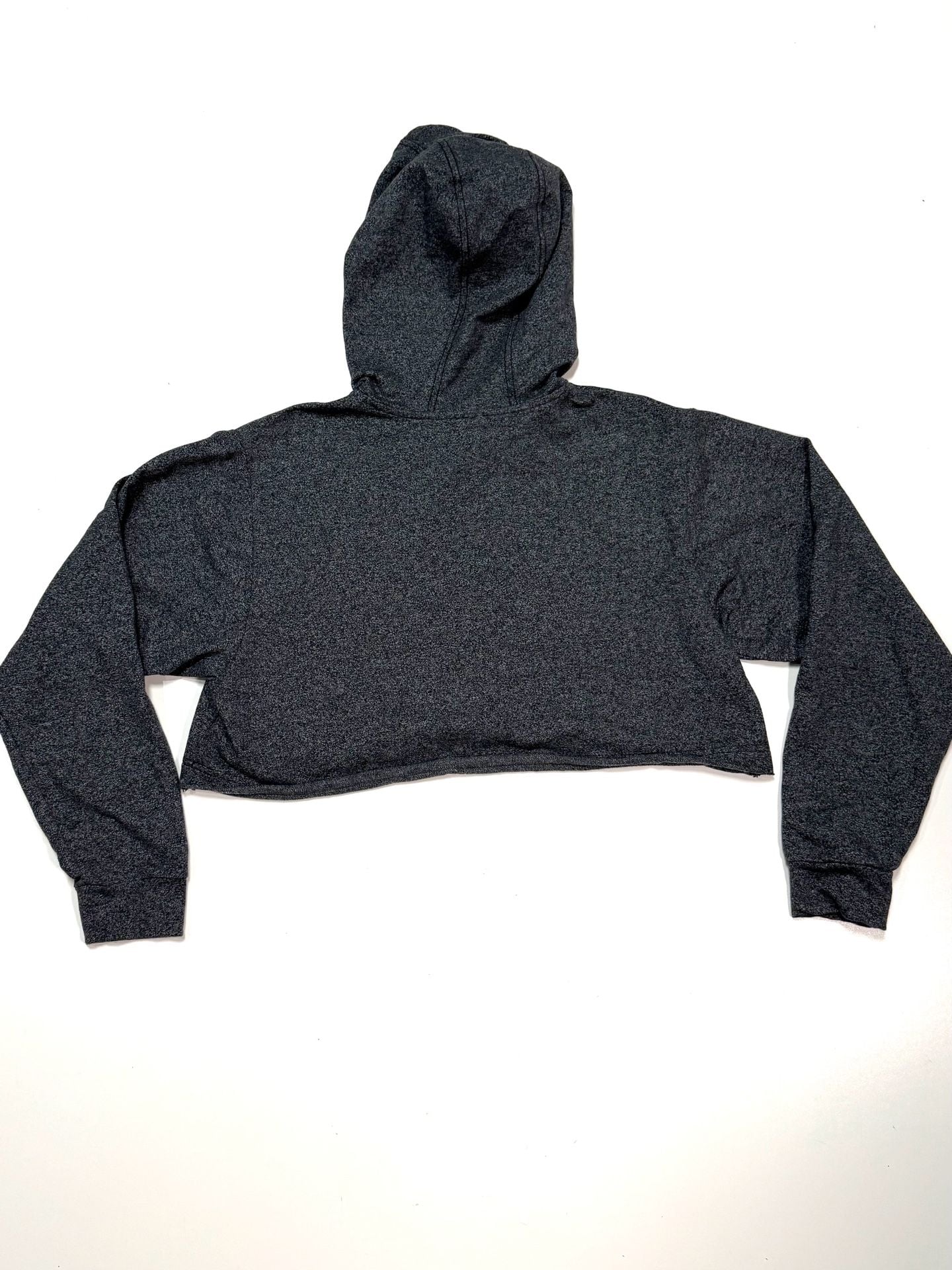 adidas Women's Hoodie Size M Y2K Athleisure Streetwear Indie Vanguard Balletcore Cropped Raw Hem Heather Grey Drawstring Pullover Cotton Blend Drop Shoulder GU6194 6