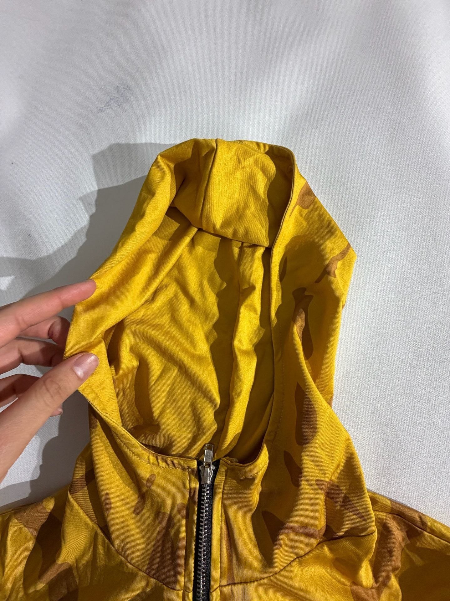 Yellow Graphic Half Zip Long Sleeve Hooded Top Size XL 9