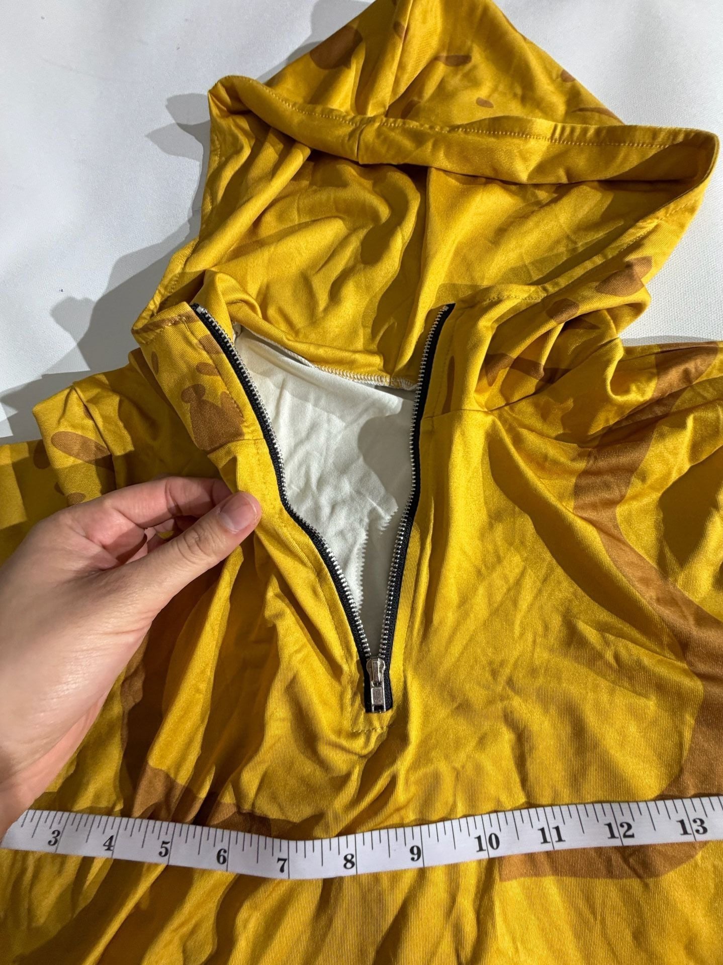 Yellow Graphic Half Zip Long Sleeve Hooded Top Size XL 8