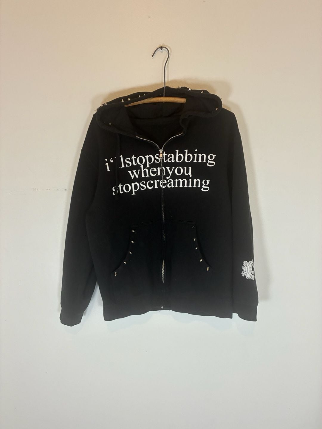 Chiodos Spiked Zip-Up Emo Band Hoodie Black 2