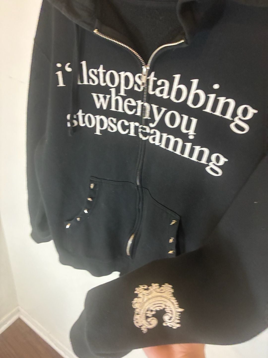 Chiodos Spiked Zip-Up Emo Band Hoodie Black 3