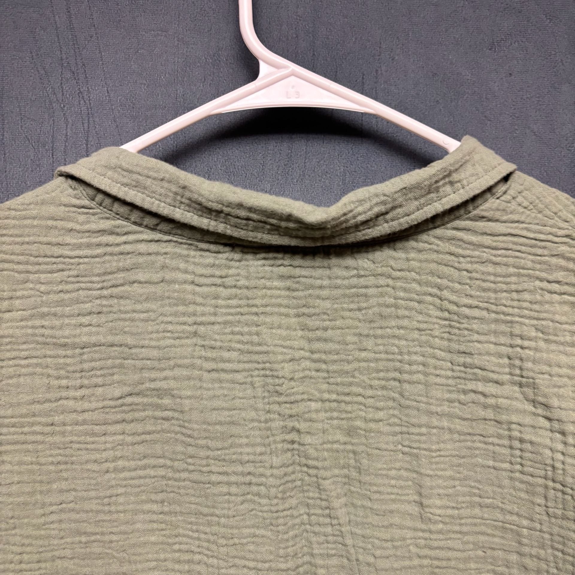 Nine West Textured Polo Shirt Size 1X Olive Green Gauze 5