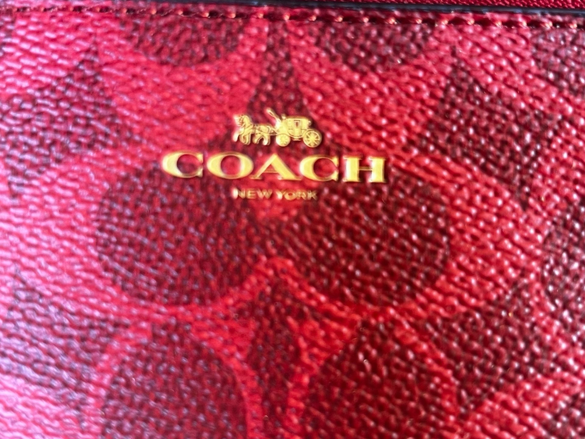 Coach Corner Zip Wristlet Signature Canvas Bold Red 7