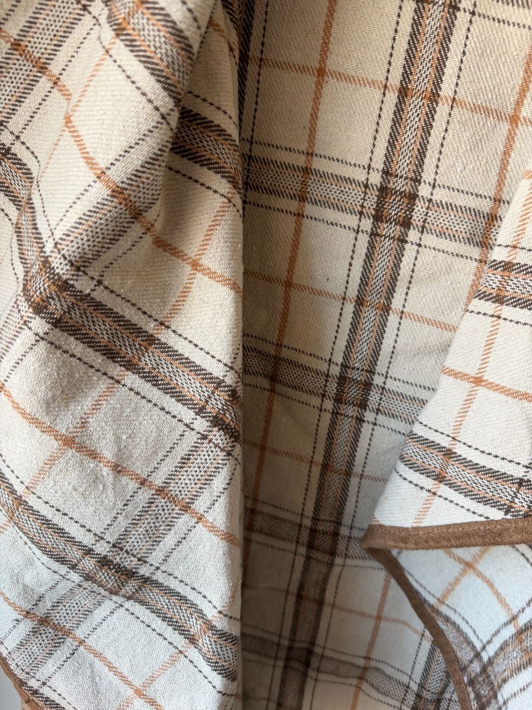 Luxology Plaid Waterfall Vest Size M Brown White Open Front Drape 5