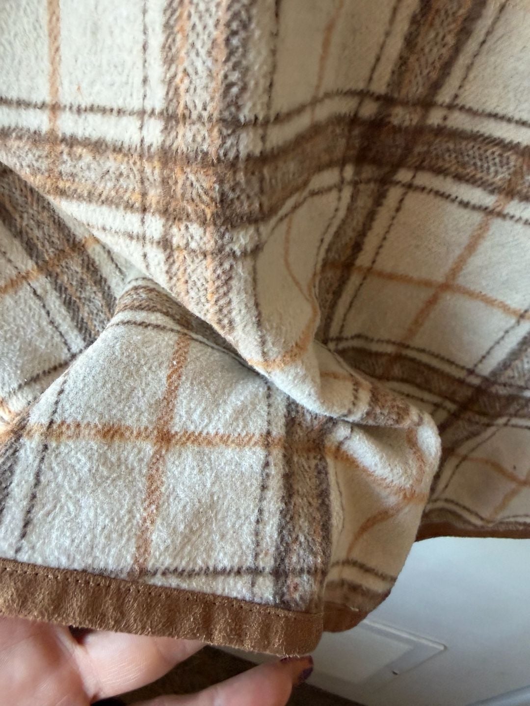 Luxology Plaid Waterfall Vest Size M Brown White Open Front Drape 8