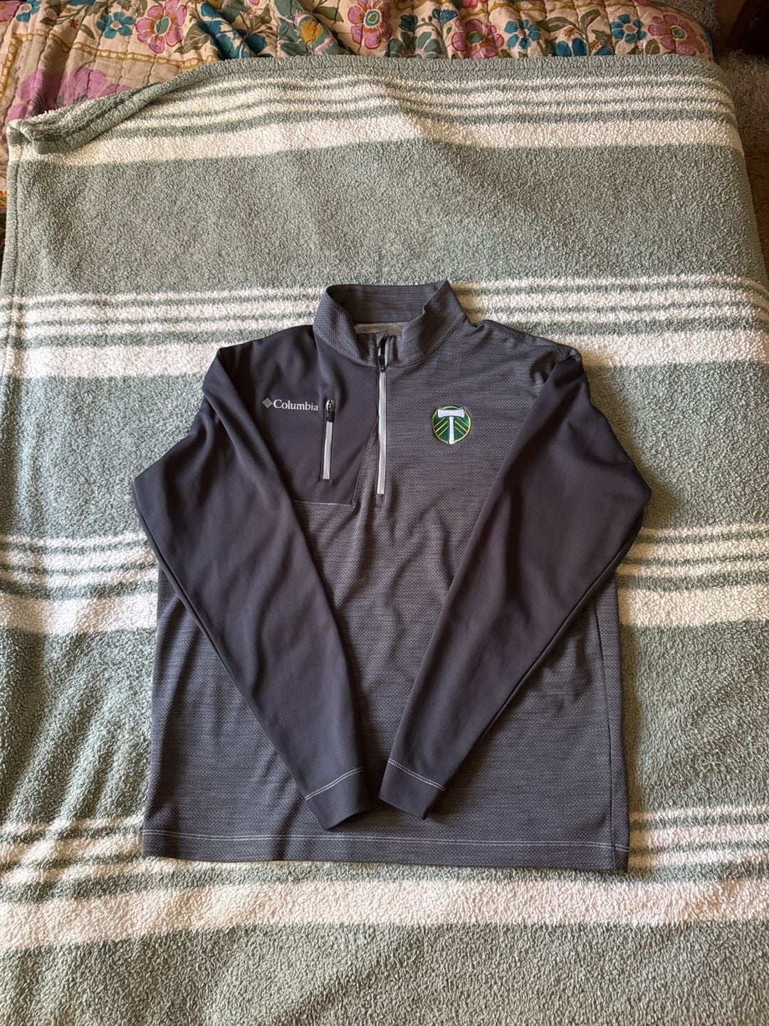 Columbia Portland Timbers Quarter-Zip Pullover Size L Gray Omni-Heat 2