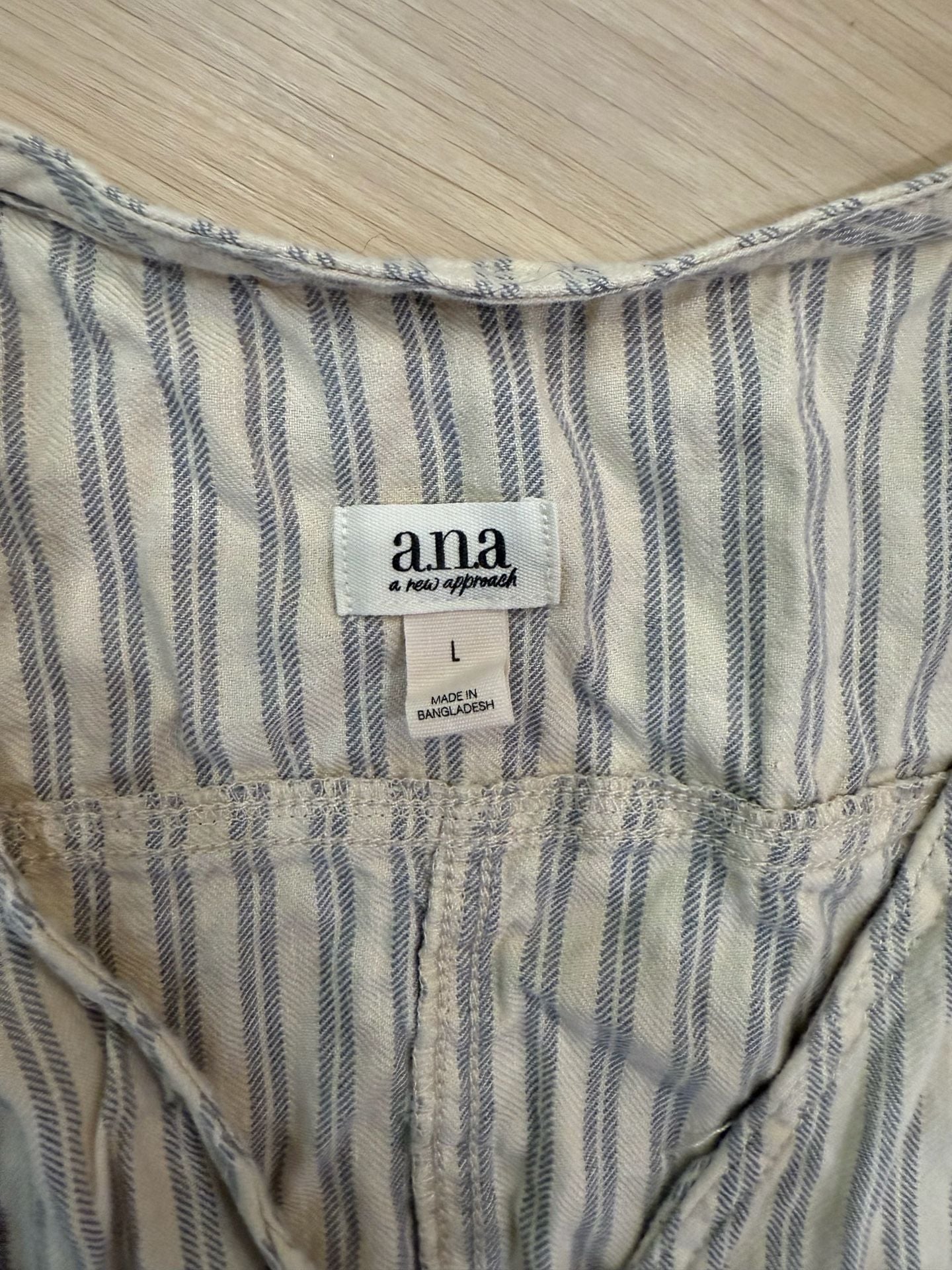 Ana a New Approach Vest Size L Blue Striped Linen Cotton 4