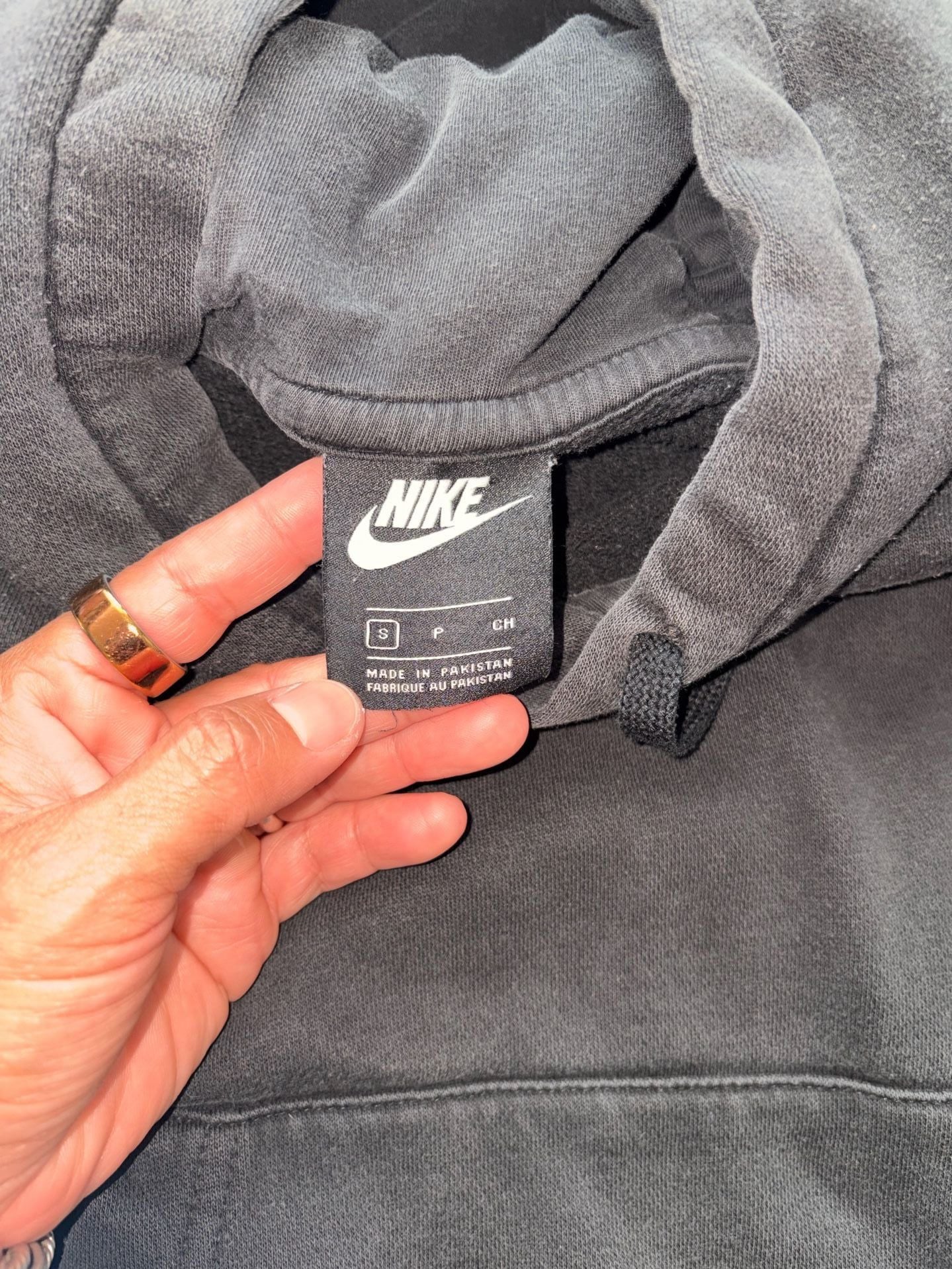 Nike Swoosh Logo Hoodie Size S Black Cotton Blend Pre-Owned 3