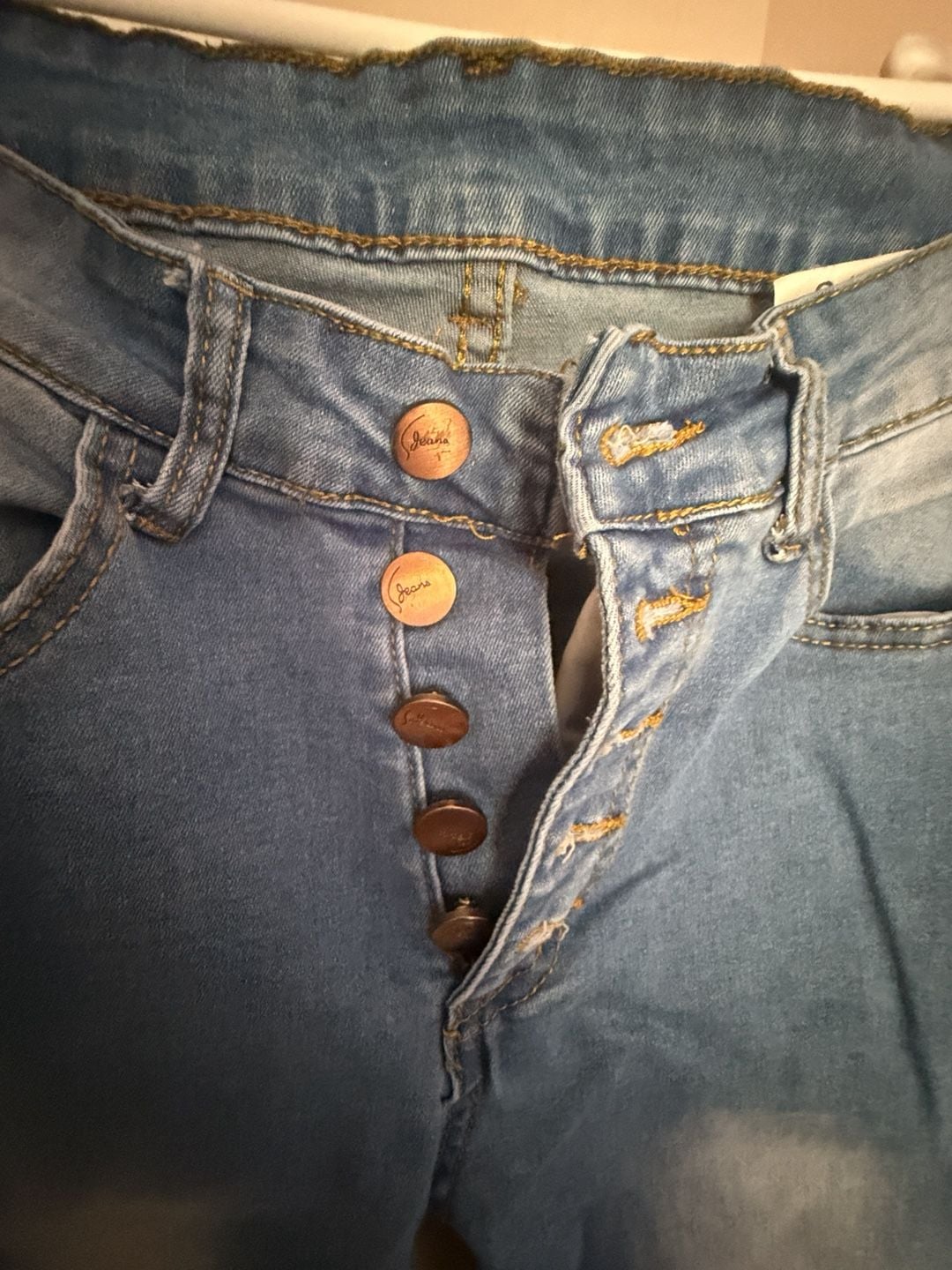 Kunmi Skinny Jeans Size S Blue Button Fly Denim 3