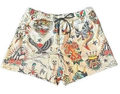 Ed Hardy Flashboard Mesh Shorts Size L Tattoo Graphic Multi 2