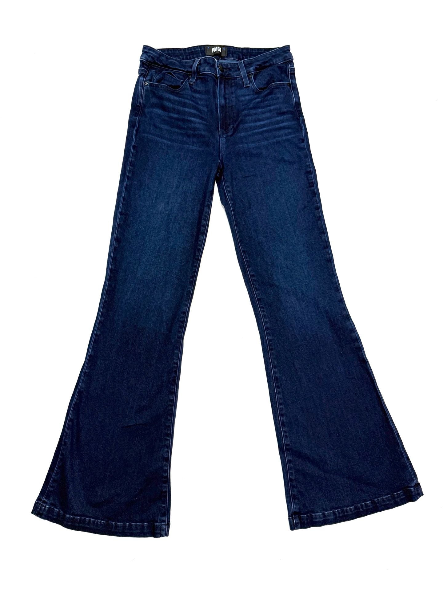PAIGE Women's Jeans 29 Quiet Luxury Old Money Y2K Americana Retro Genevieve High Rise Flare Dark Wash Stretch Denim Bell Bottom 70s Made in USA 2