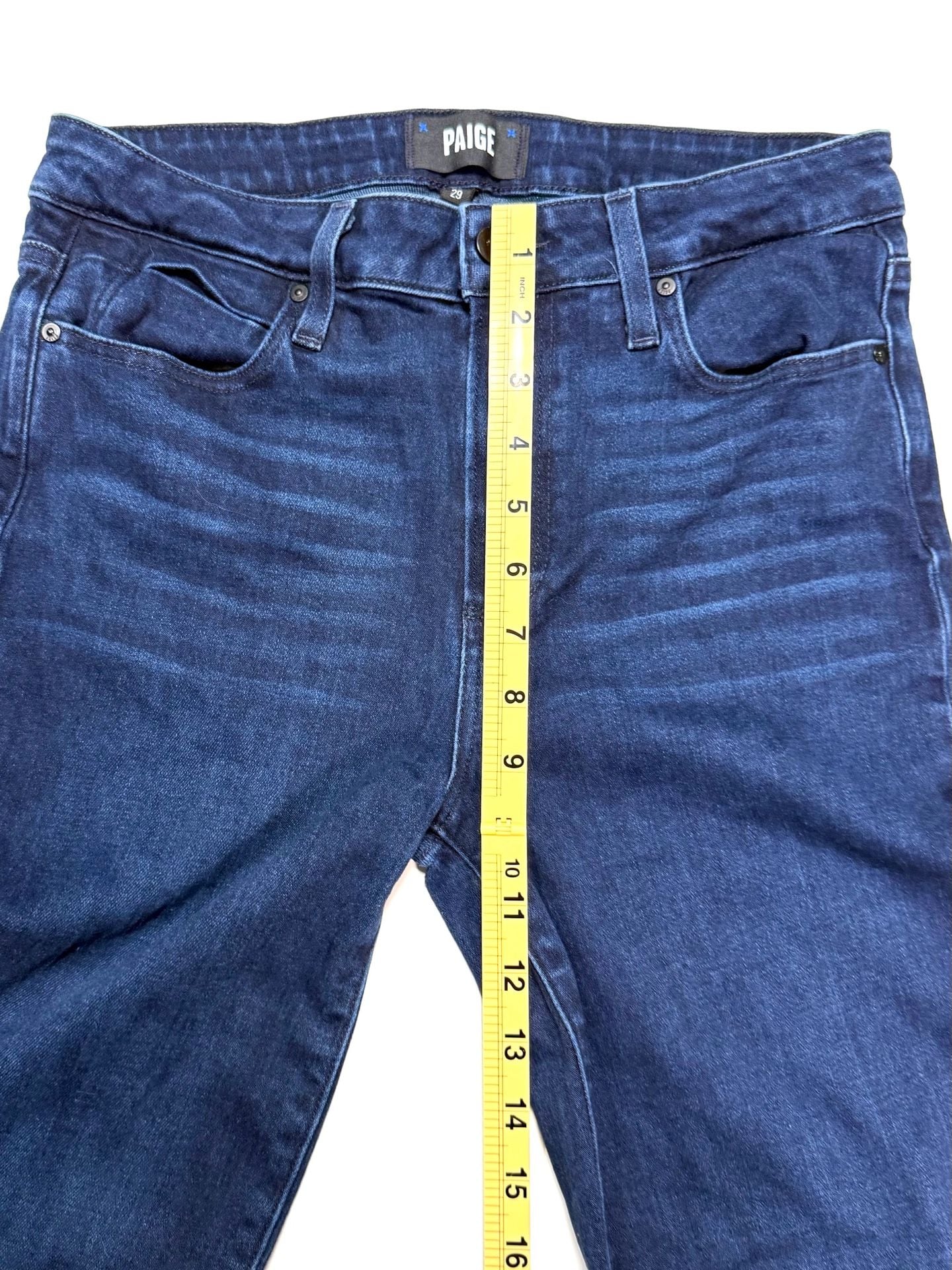 PAIGE Women's Jeans 29 Quiet Luxury Old Money Y2K Americana Retro Genevieve High Rise Flare Dark Wash Stretch Denim Bell Bottom 70s Made in USA 7