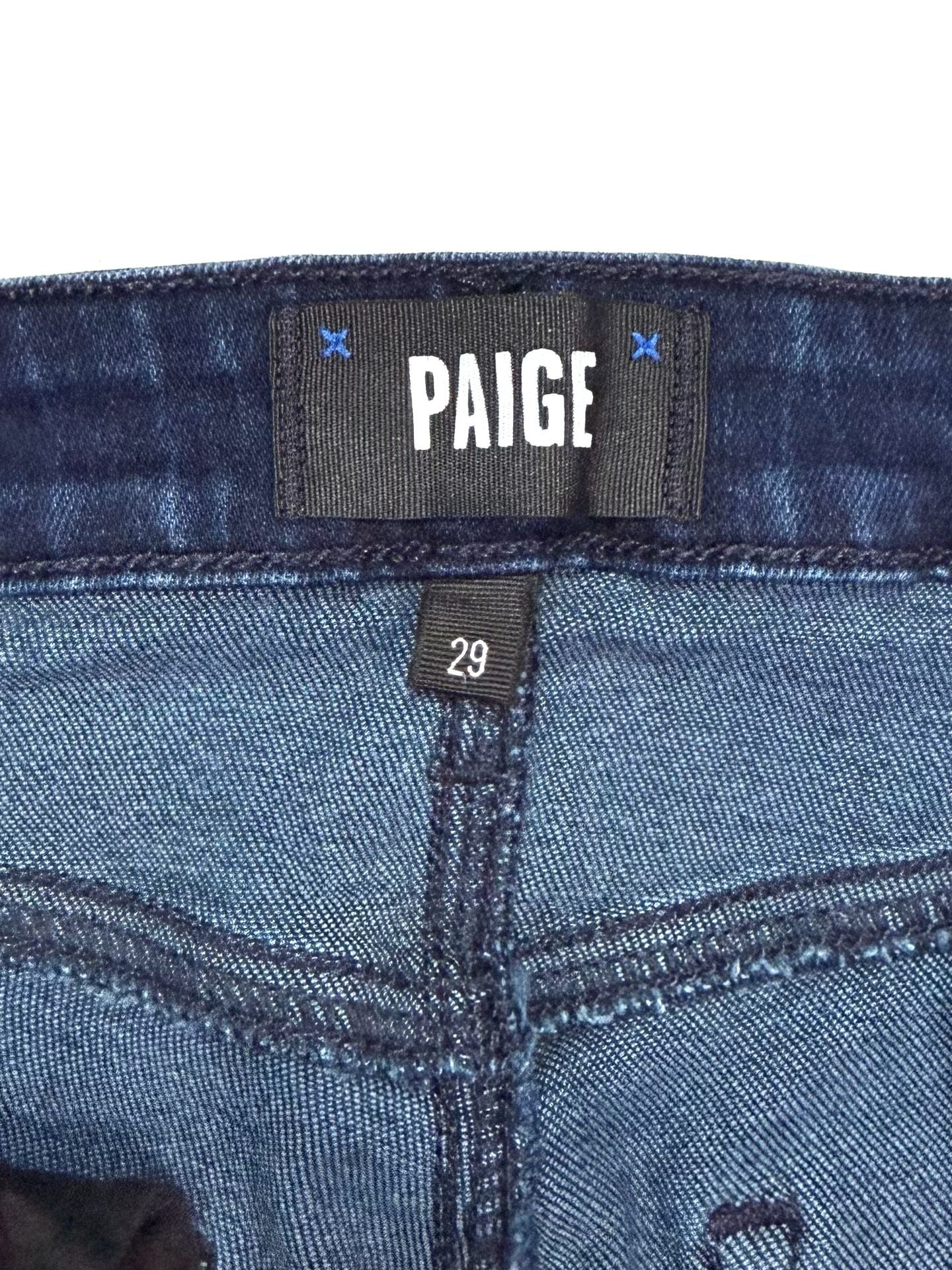 PAIGE Women's Jeans 29 Quiet Luxury Old Money Y2K Americana Retro Genevieve High Rise Flare Dark Wash Stretch Denim Bell Bottom 70s Made in USA 10