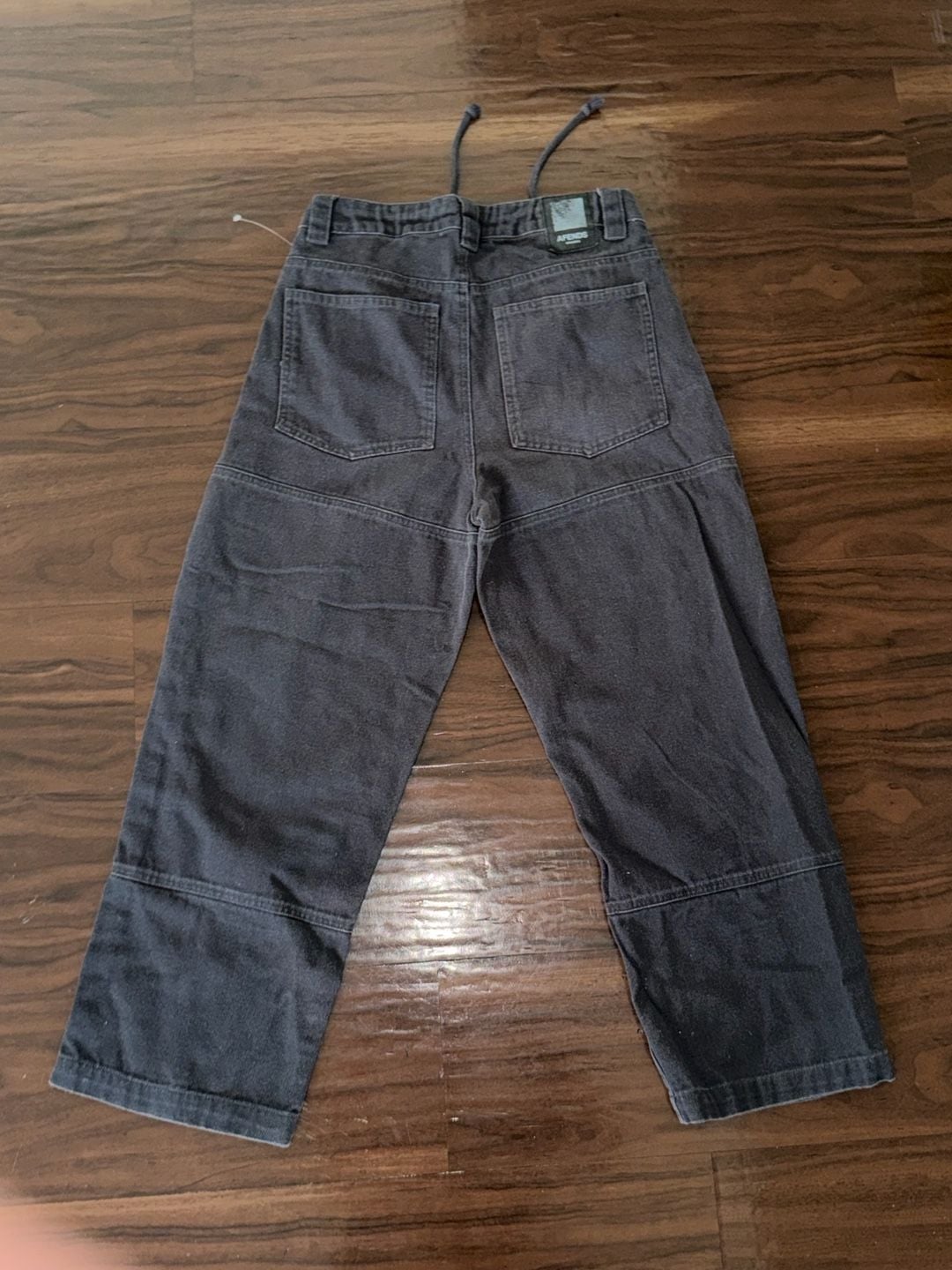 Afends Organics Carpenter Pants Size 28 Black Gray Contrast Knee Patches 8