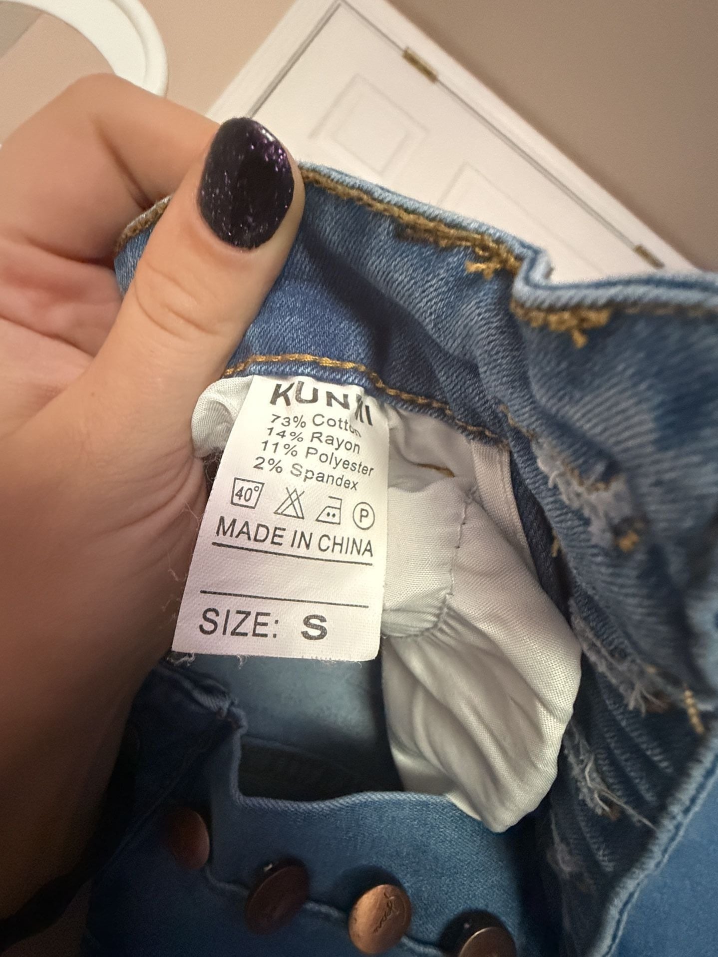Kunmi Skinny Jeans Size S Blue Button Fly Denim 4