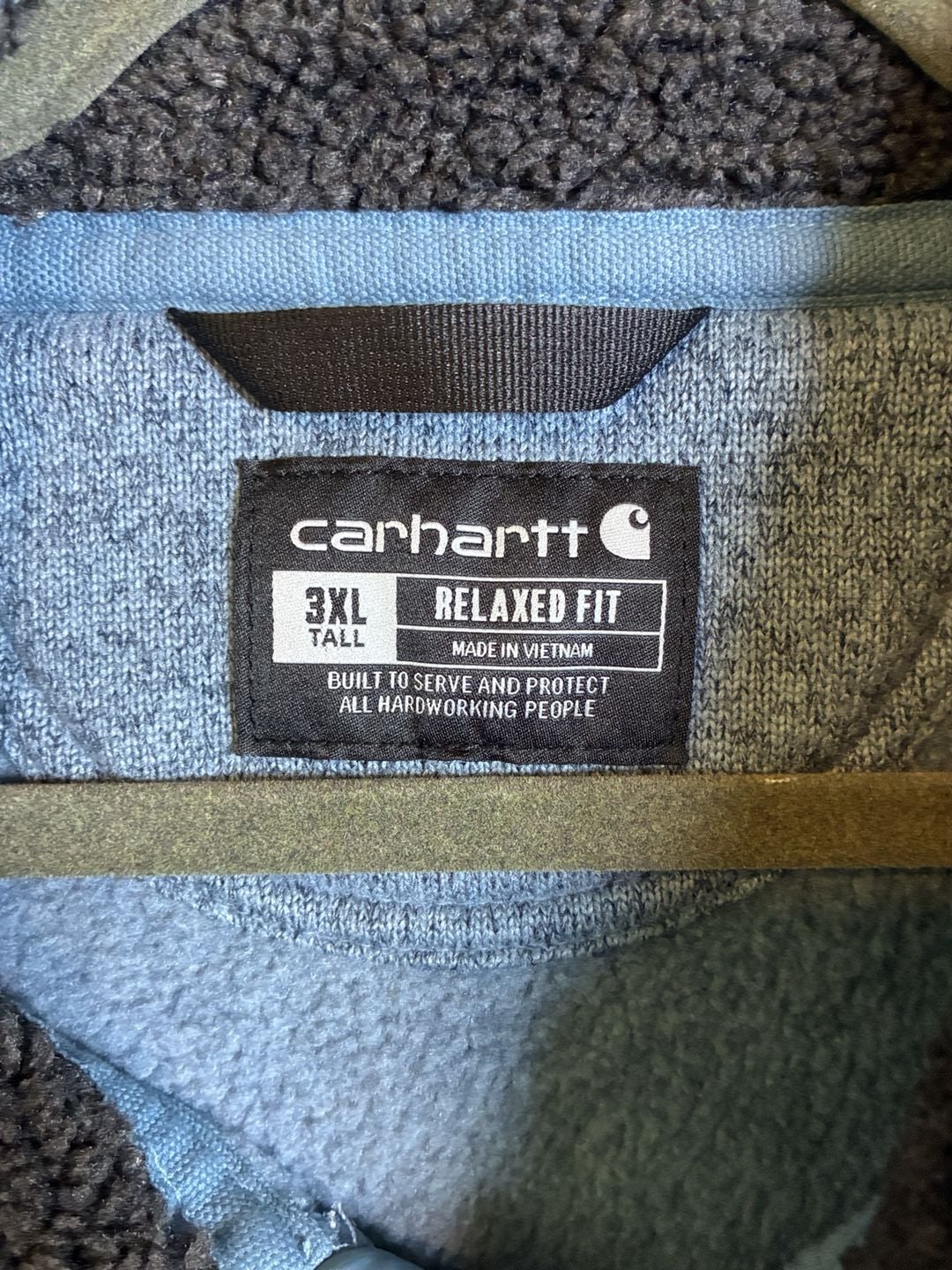 Carhartt 1/4-Zip Sweater Fleece Size 3XL Tall Blue Relaxed Fit 5