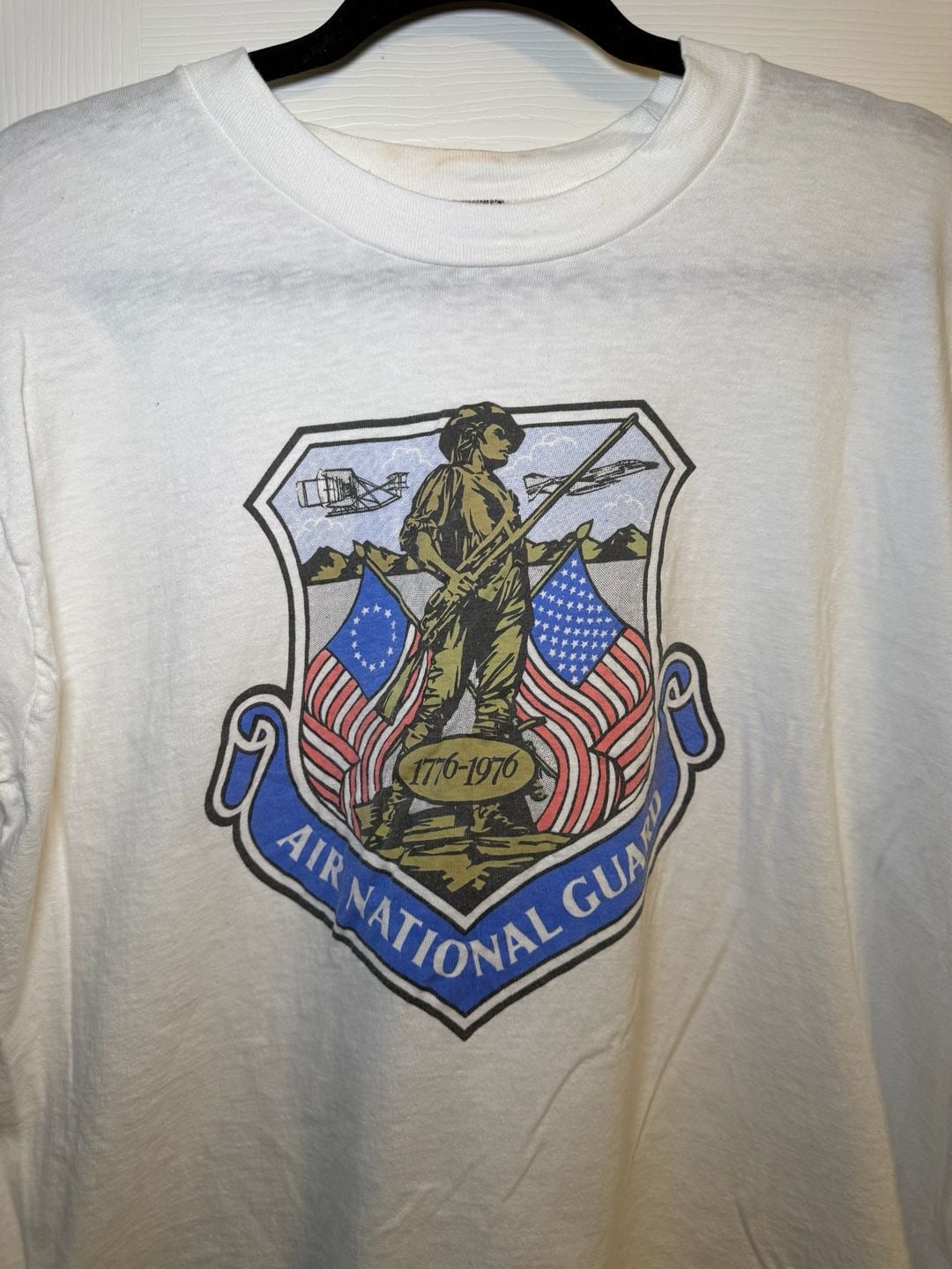 Heavy Cotton Air National Guard 1776-1976 T-Shirt Size XL White Vintage 3