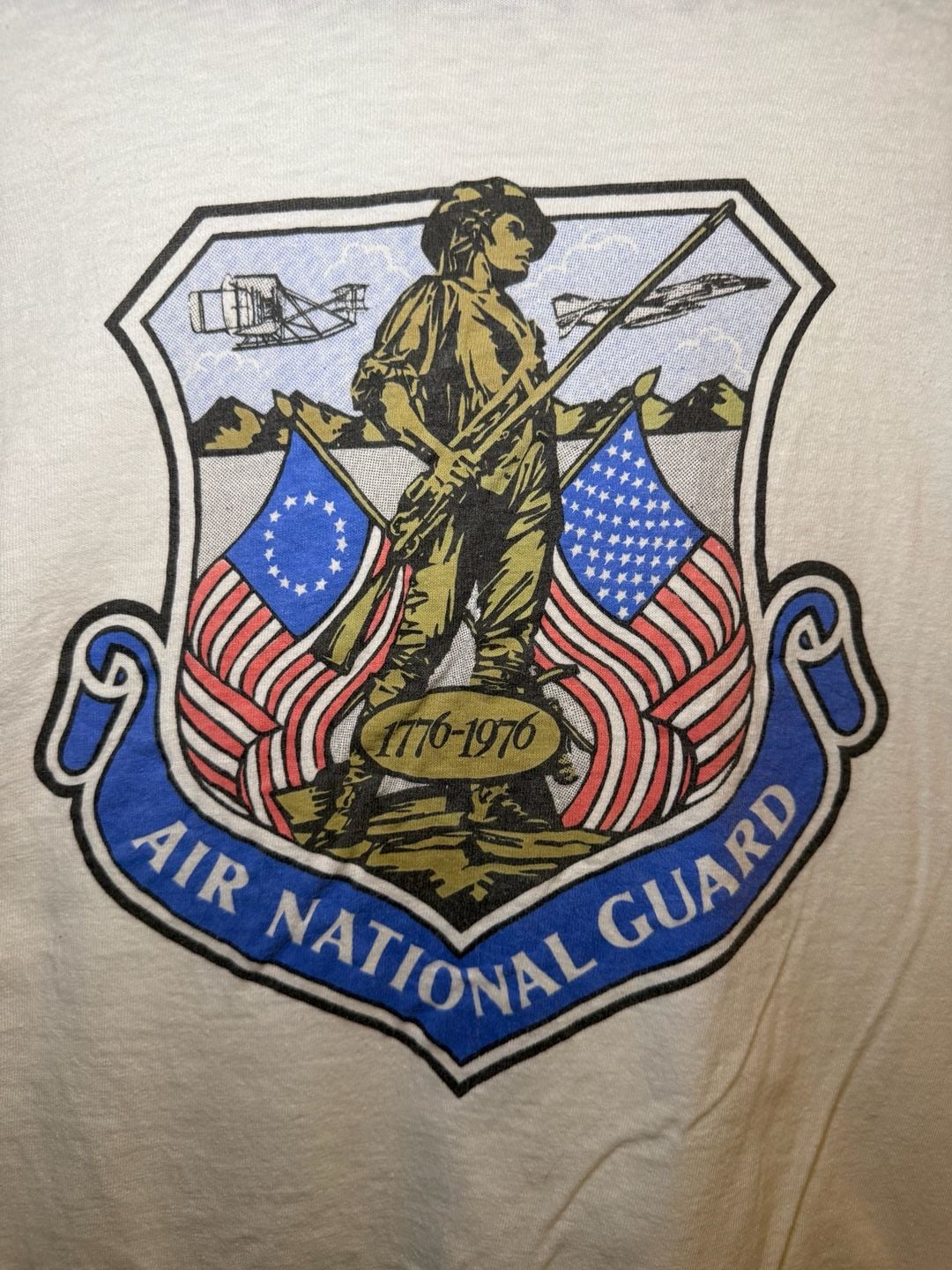 Heavy Cotton Air National Guard 1776-1976 T-Shirt Size XL White Vintage 4