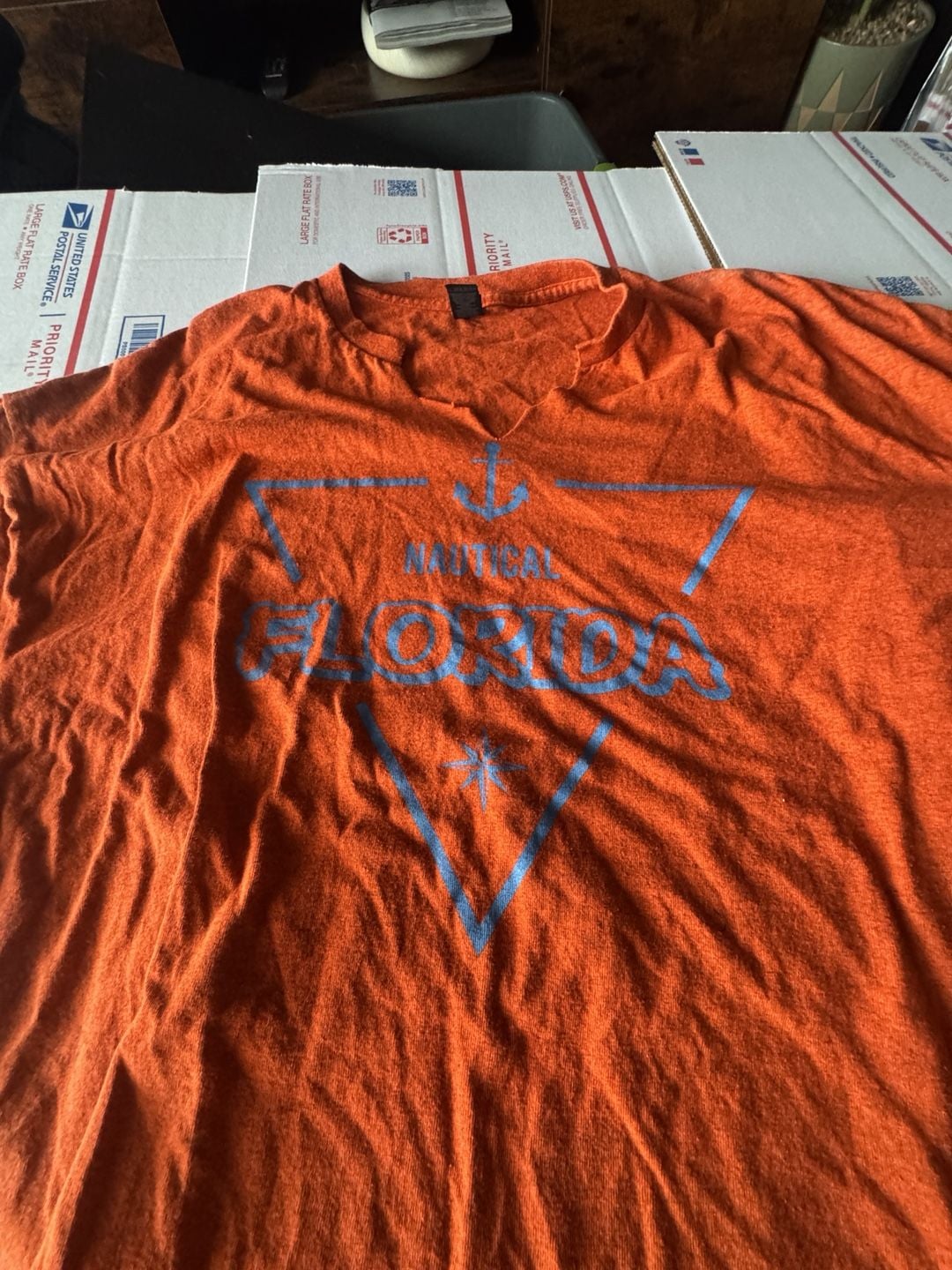 Gildan Heavy Cotton Nautical Florida T-Shirt Size 2XL Orange 3