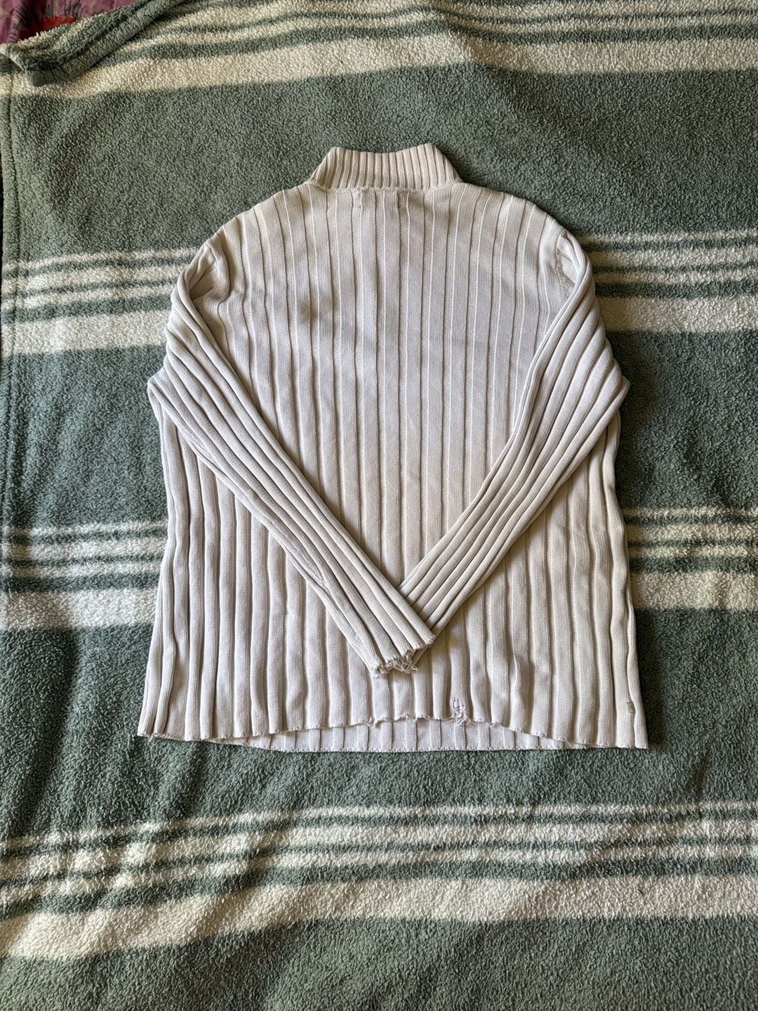 Lauren Ralph Lauren Quarter Zip Ribbed Sweater Size L Cream 3