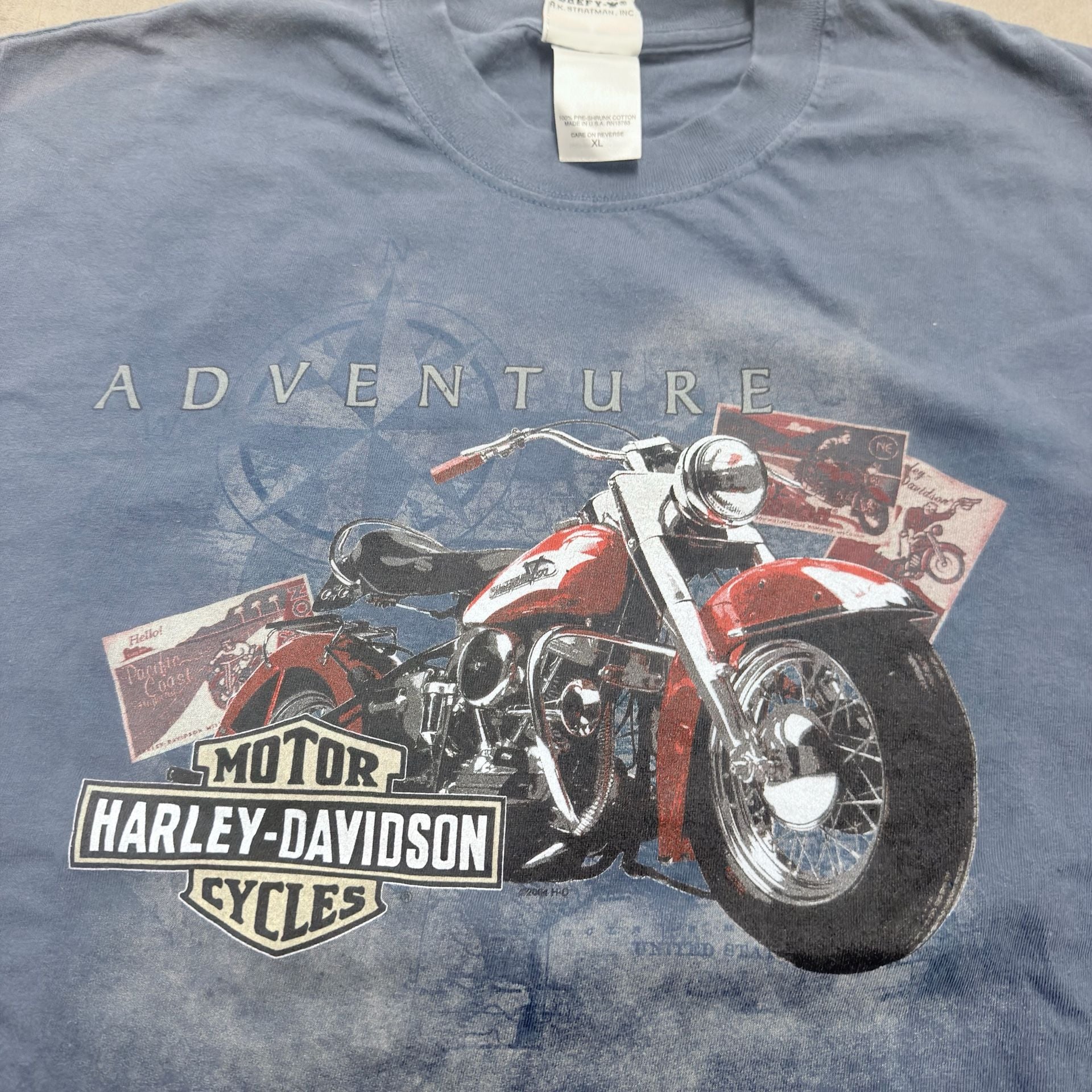 Harley-Davidson Adventure Motorcycle T-Shirt XL Blue Bryan Moore OK 4