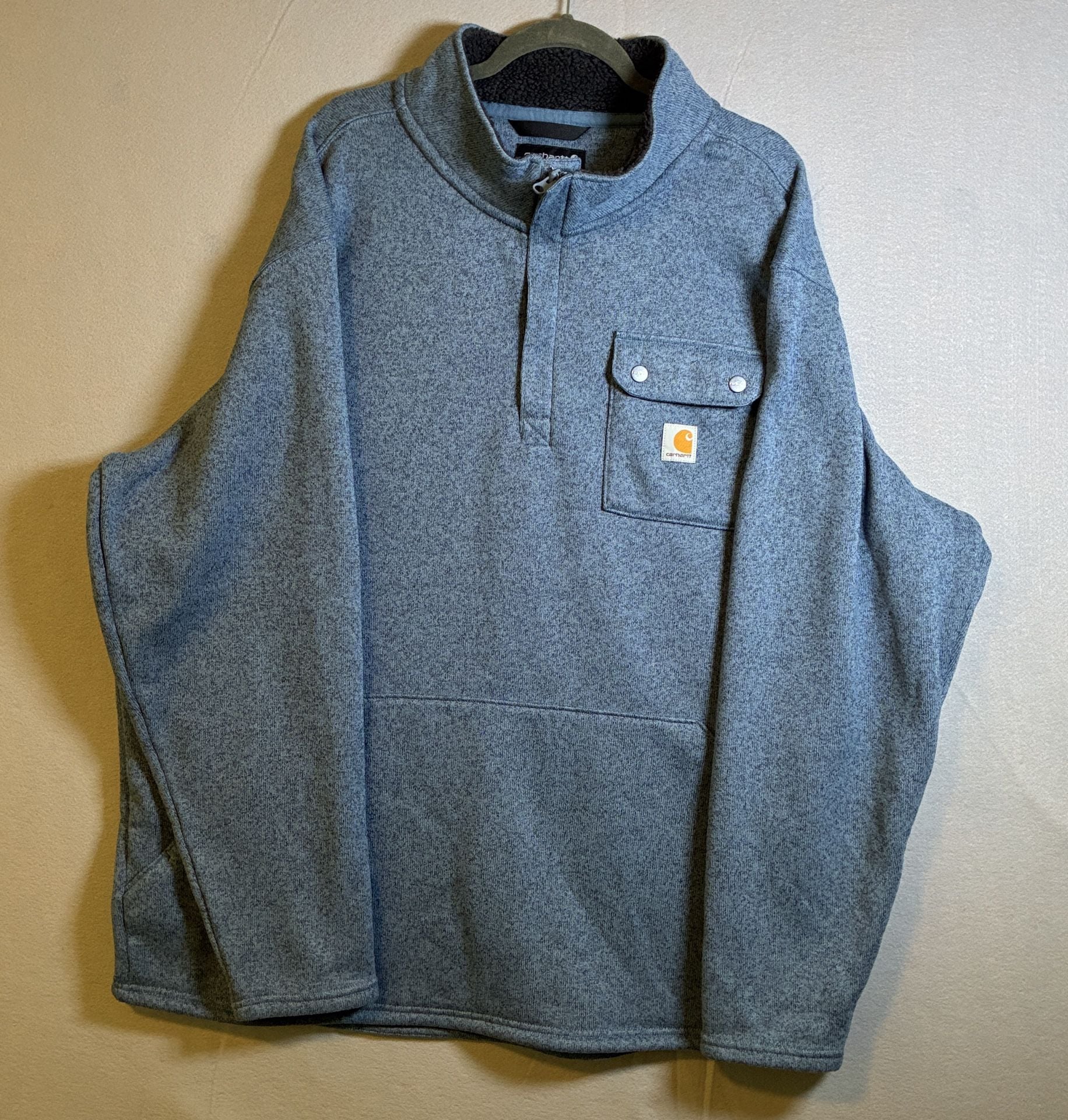 Carhartt 1/4-Zip Sweater Fleece Size 3XL Tall Blue Relaxed Fit 2