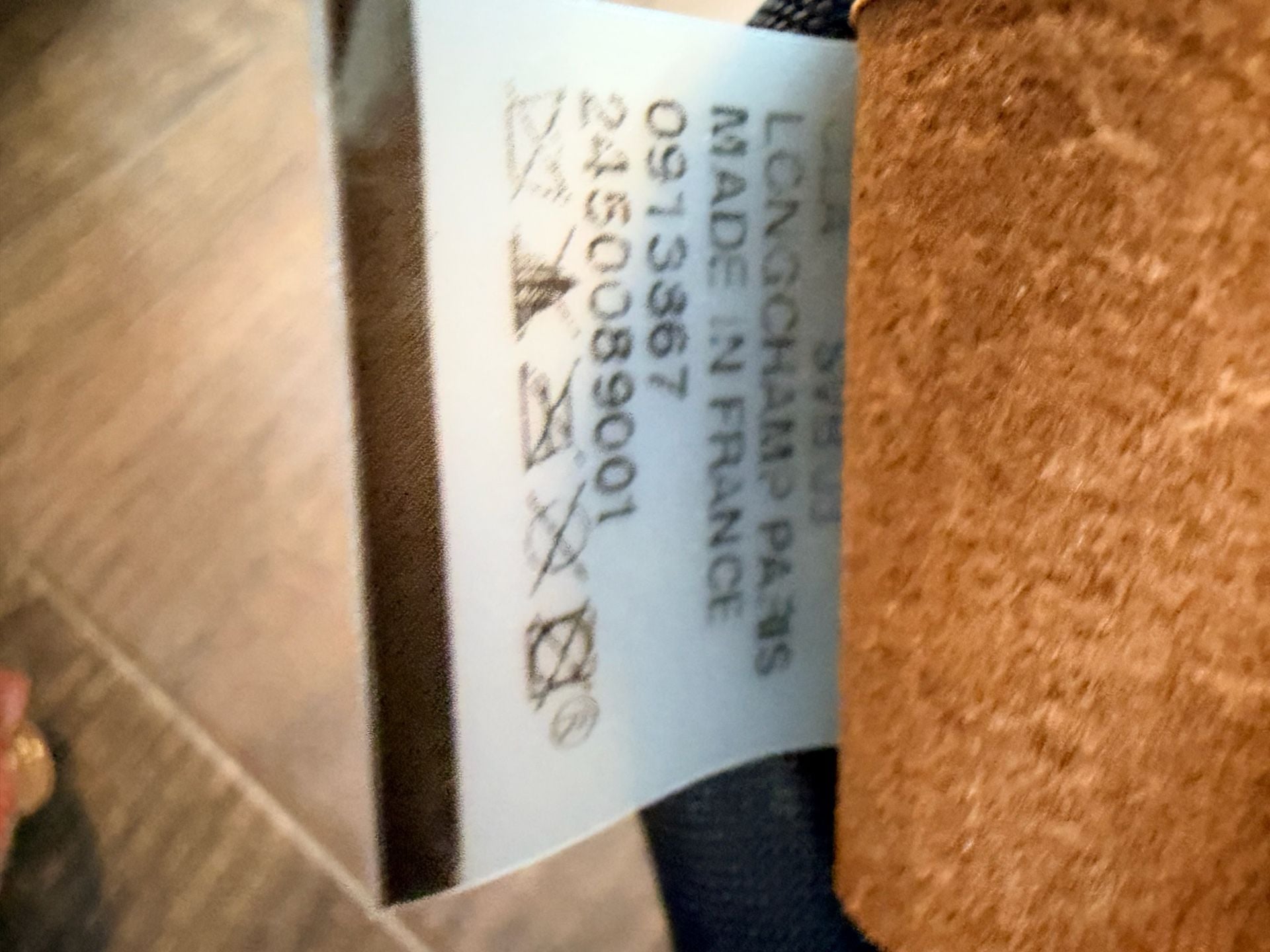 Longchamp Black Nylon Canvas Crossbody Bag Cognac Brown Strap 10