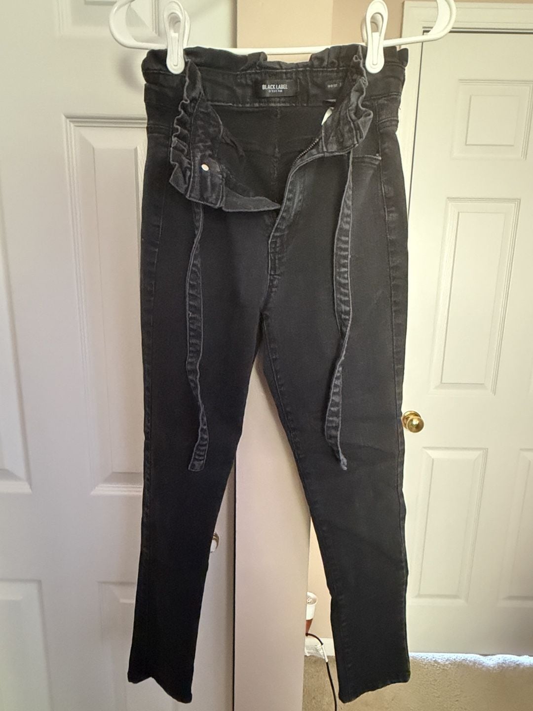 Black Label C'est Moi Paperbag Waist Jeans Size 9 Black Denim 2