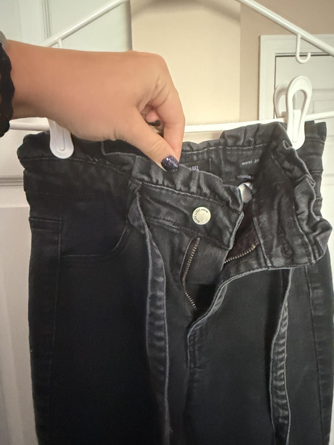 Black Label C'est Moi Paperbag Waist Jeans Size 9 Black Denim 3
