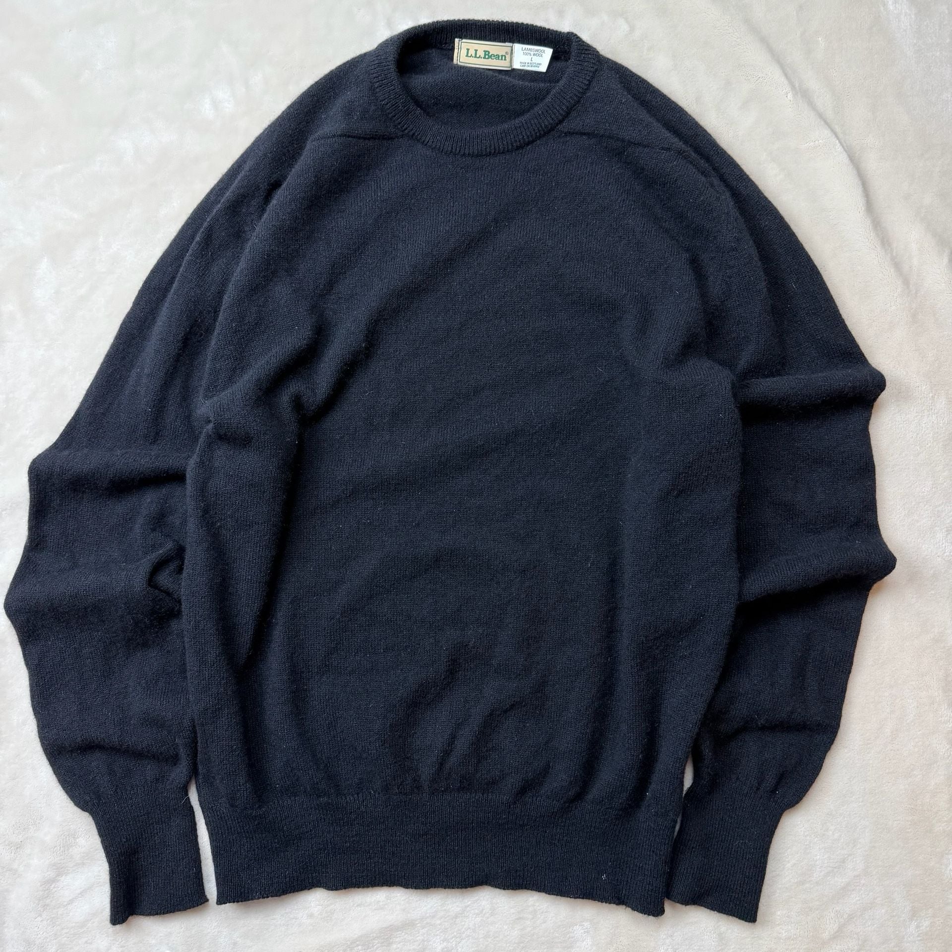 1980โs vintage L.L. Bean 100% Lambswool Sweater Size L Black 100% Wool Scotland 2