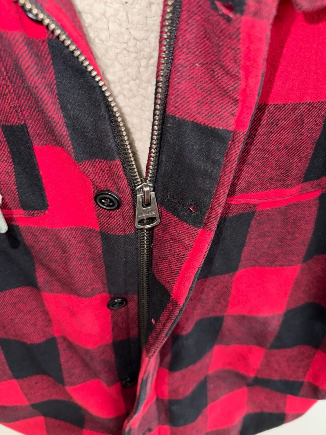 Levi Strauss & Co. Buffalo Plaid Sherpa Lined Hoodie Jacket 3